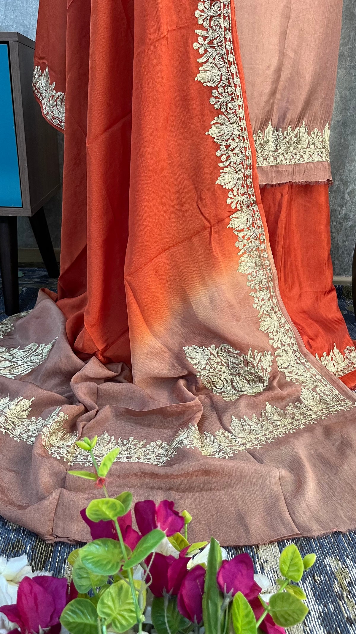 Onion Pink Sanam Silk Kashmiri Suit