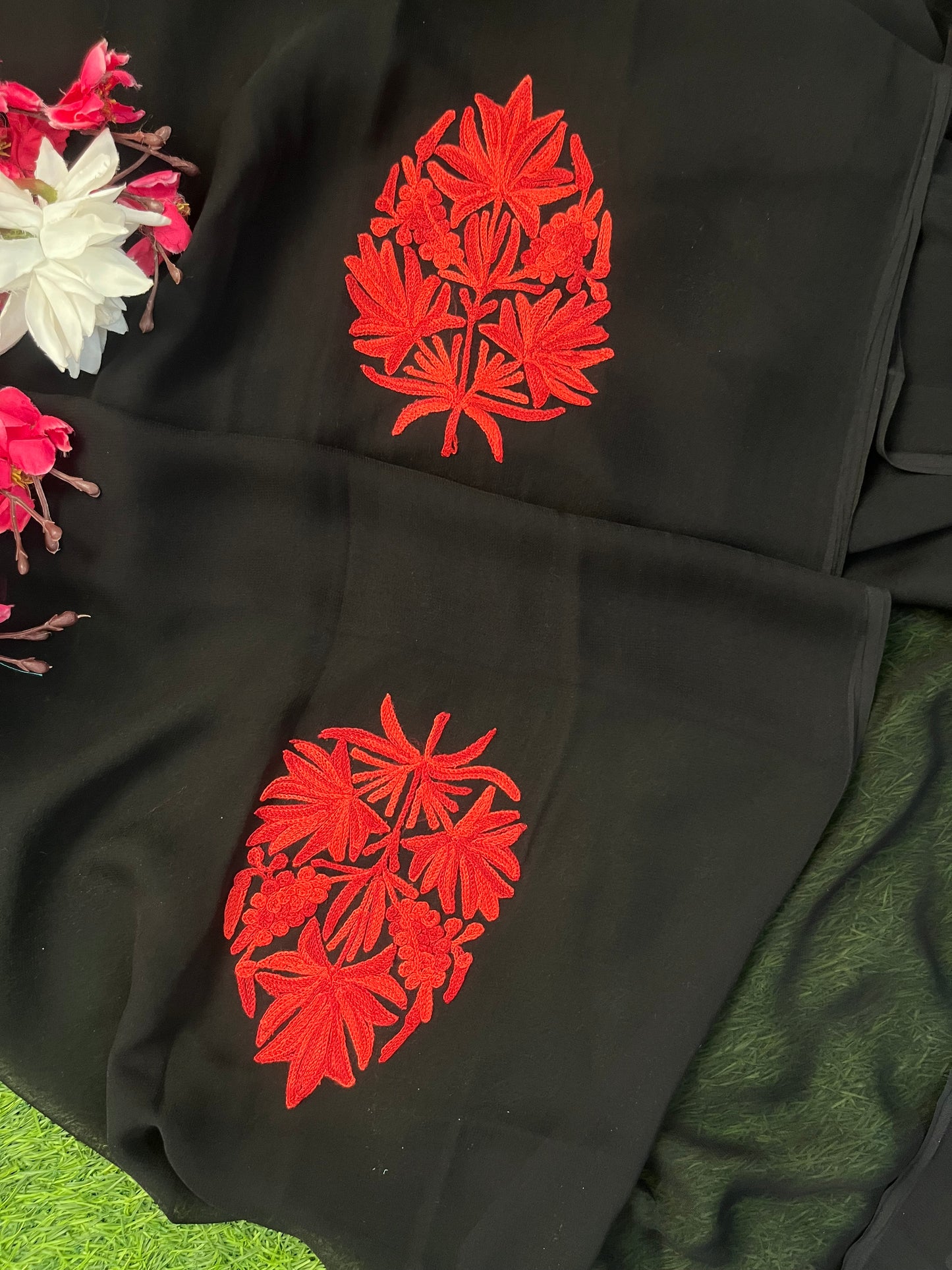Black Georgette Kashmiri Kurta Material