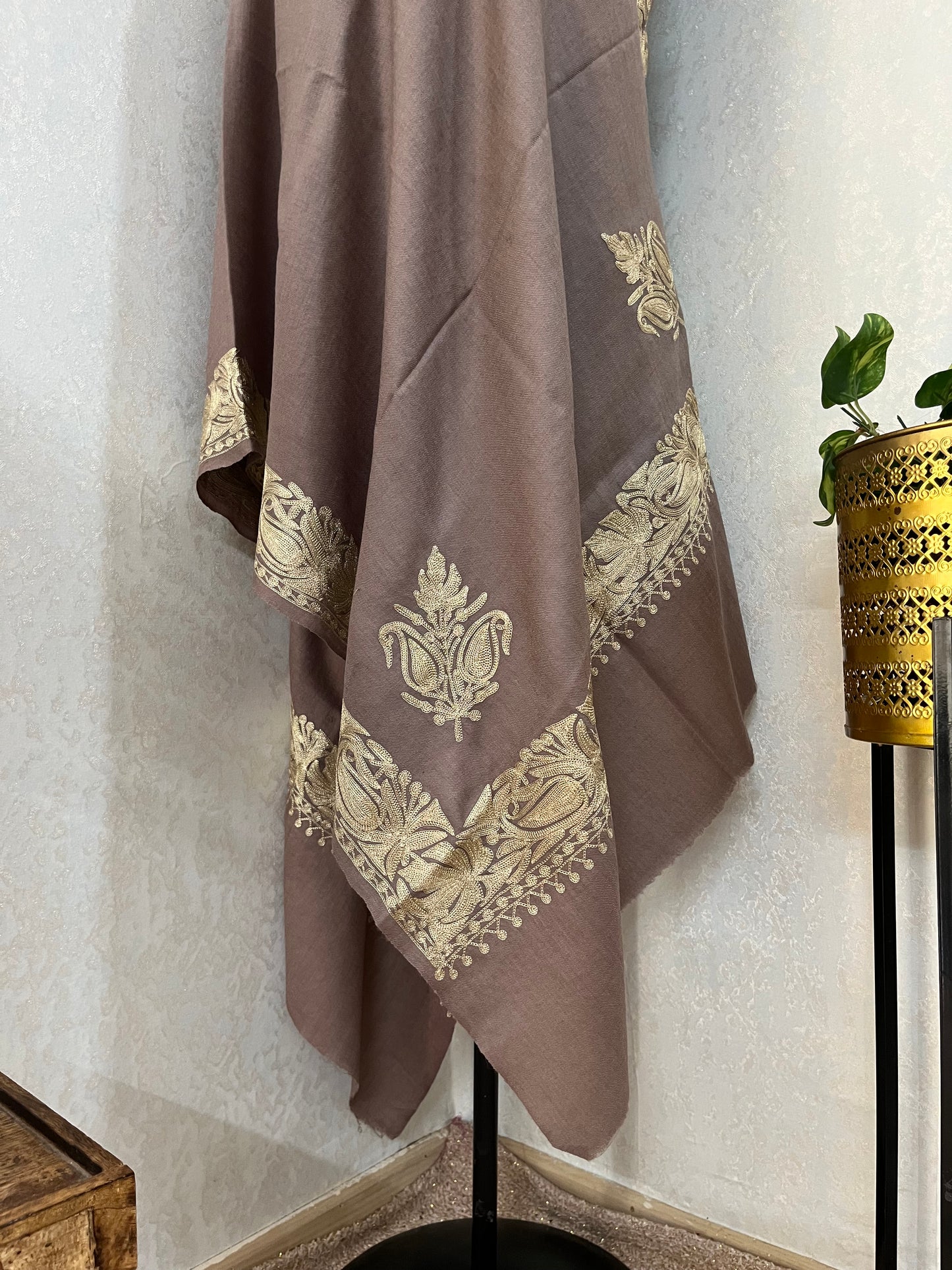 Semi Pashmina Tilla Embroidered stole