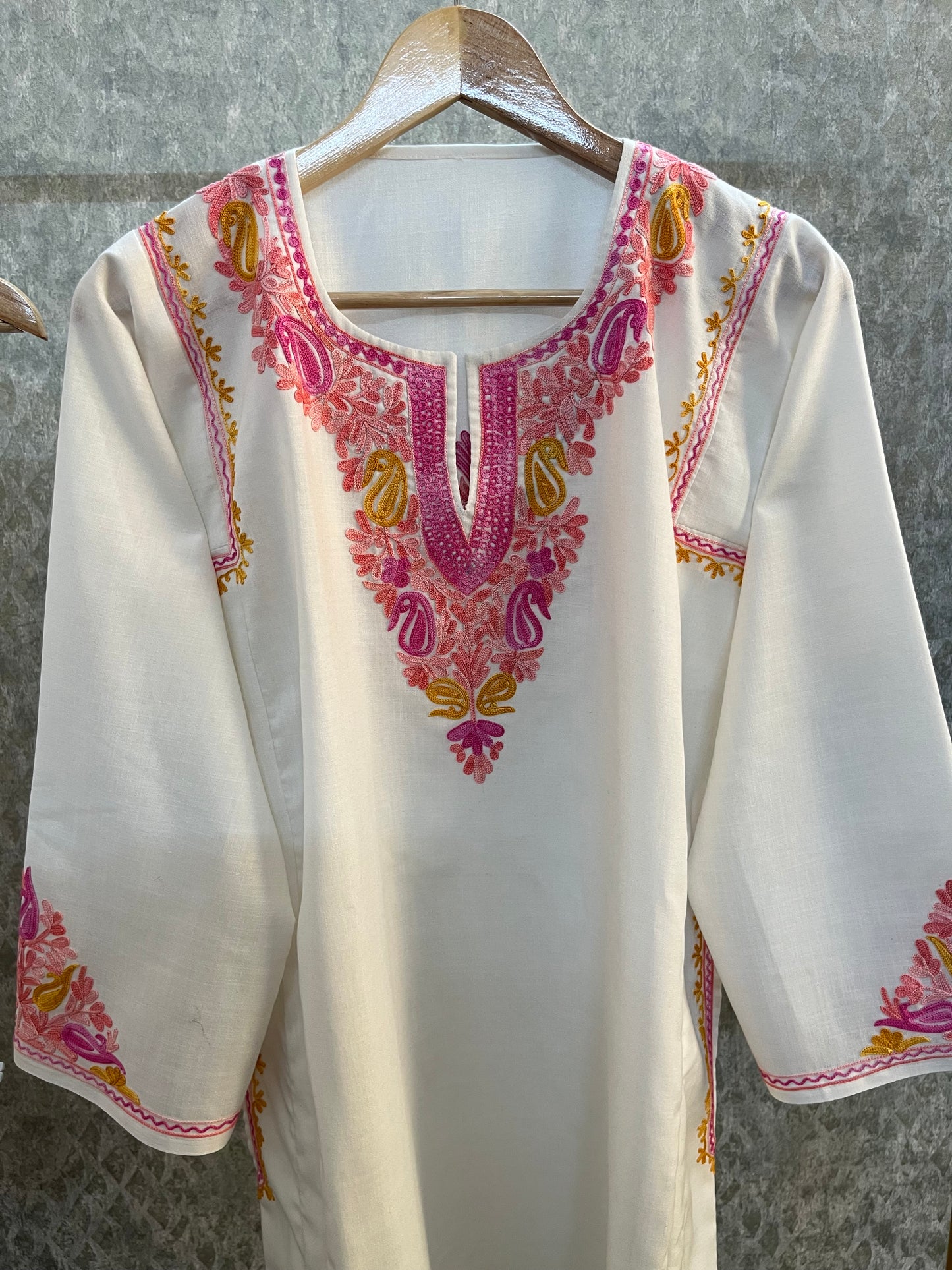 Off White Cotton Pheran Set