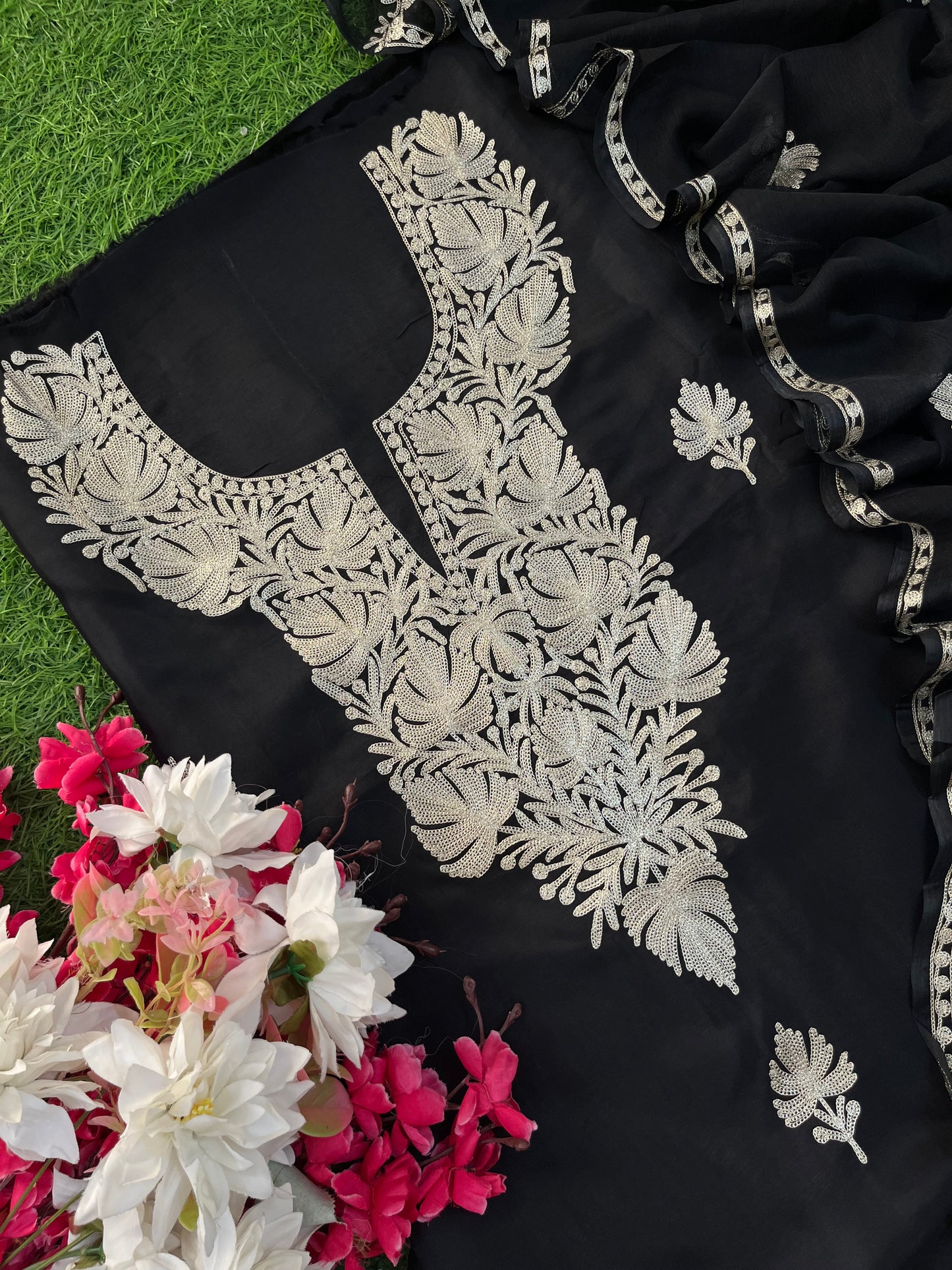 Black Silk Tilla Kashmiri Suit