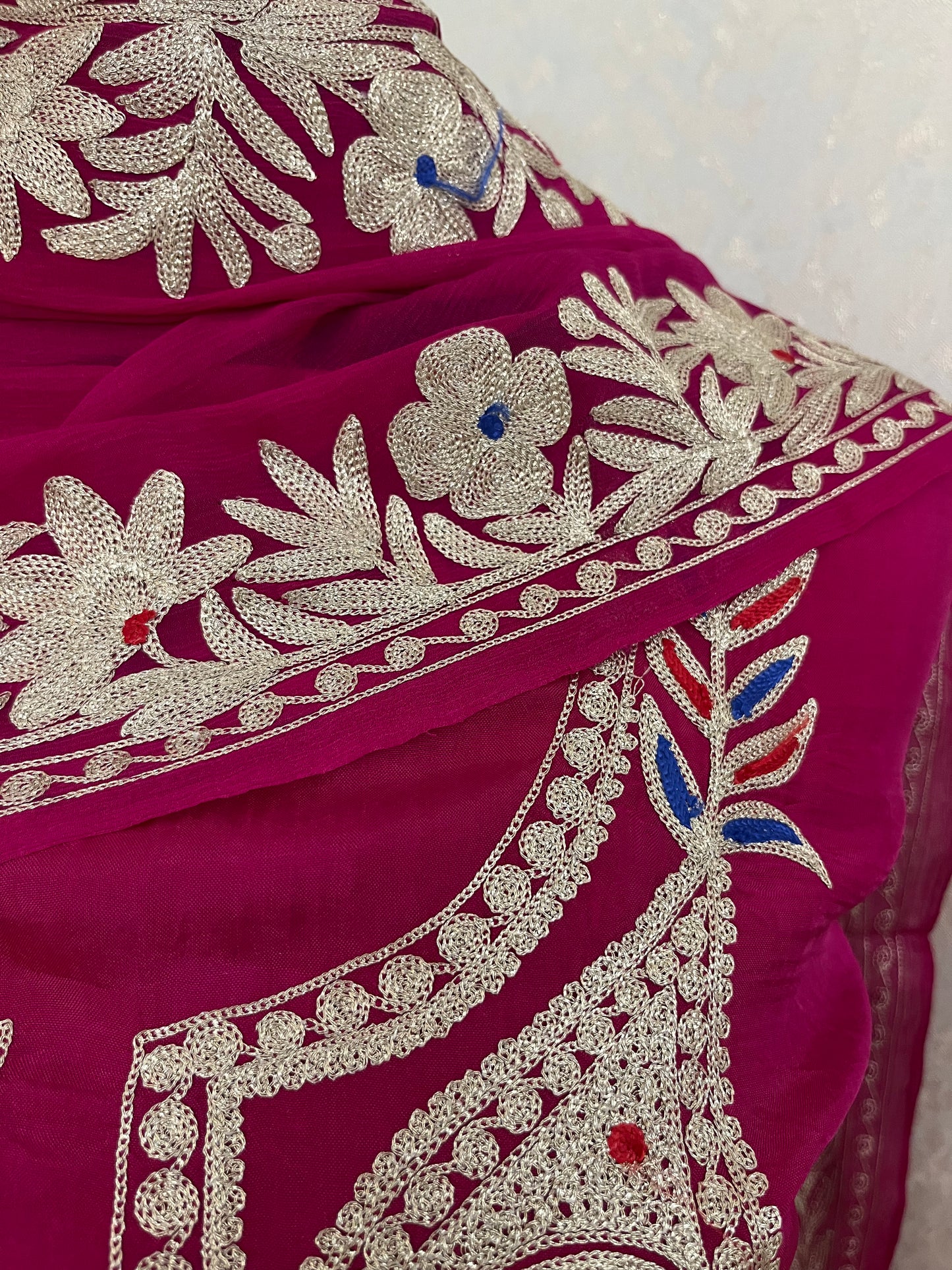 Hot Pink Opada Silk Kashmiri Suits