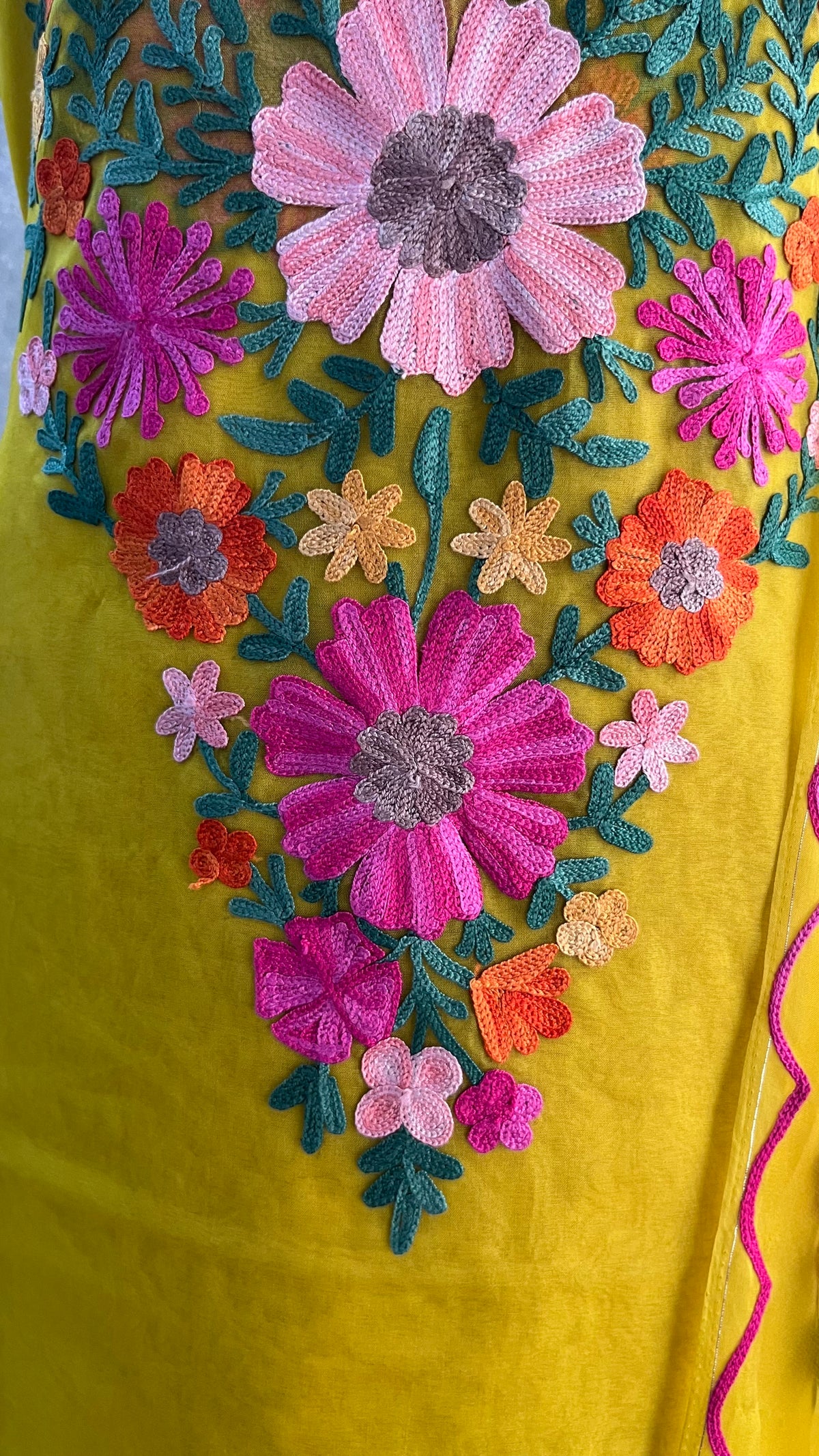 Yellow Soft Tissue Kashmiri Suit (On Order)