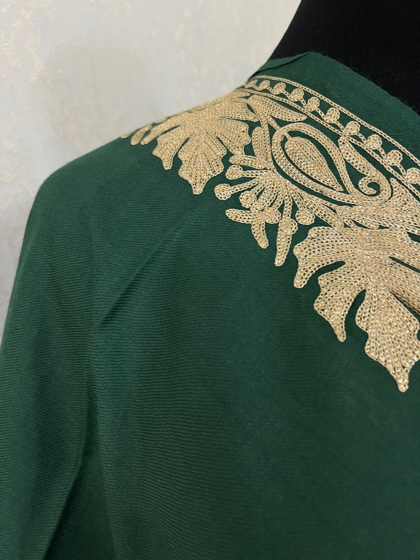 Jade Green Semi Pashmina Tilla stole