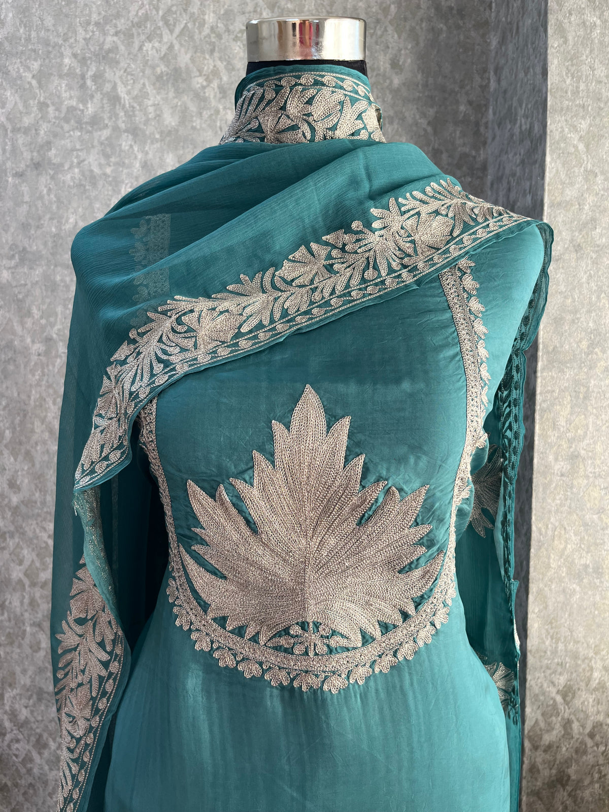 Soft Blue Sanam’ Tilla Kashmiri Silk Suit
