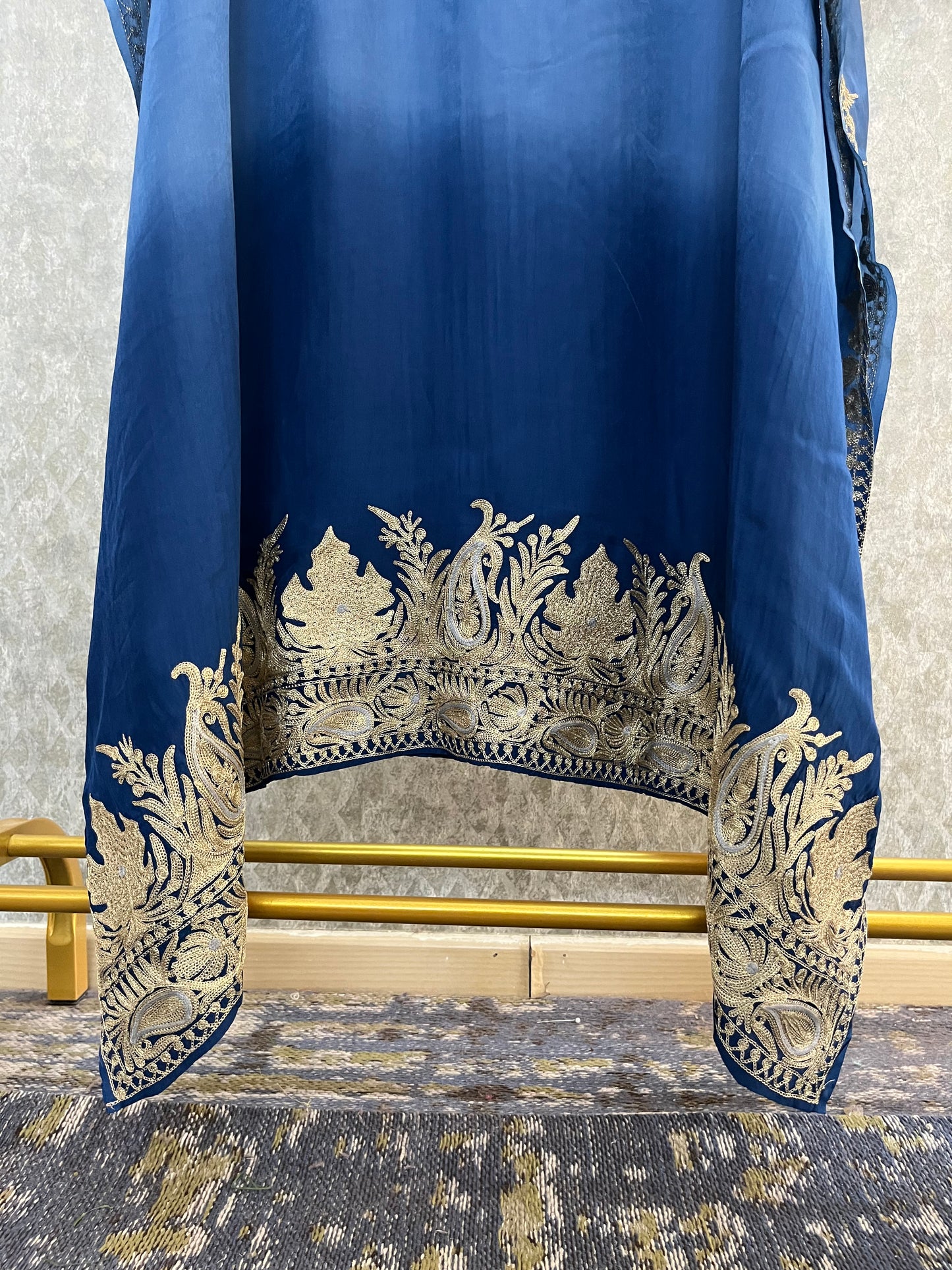Crape Kashmiri Unstitched Kaftan Set