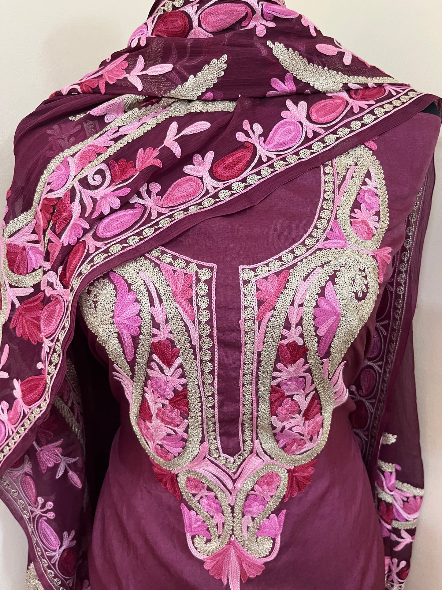 Wine Opada Silk Kashmiri Suits