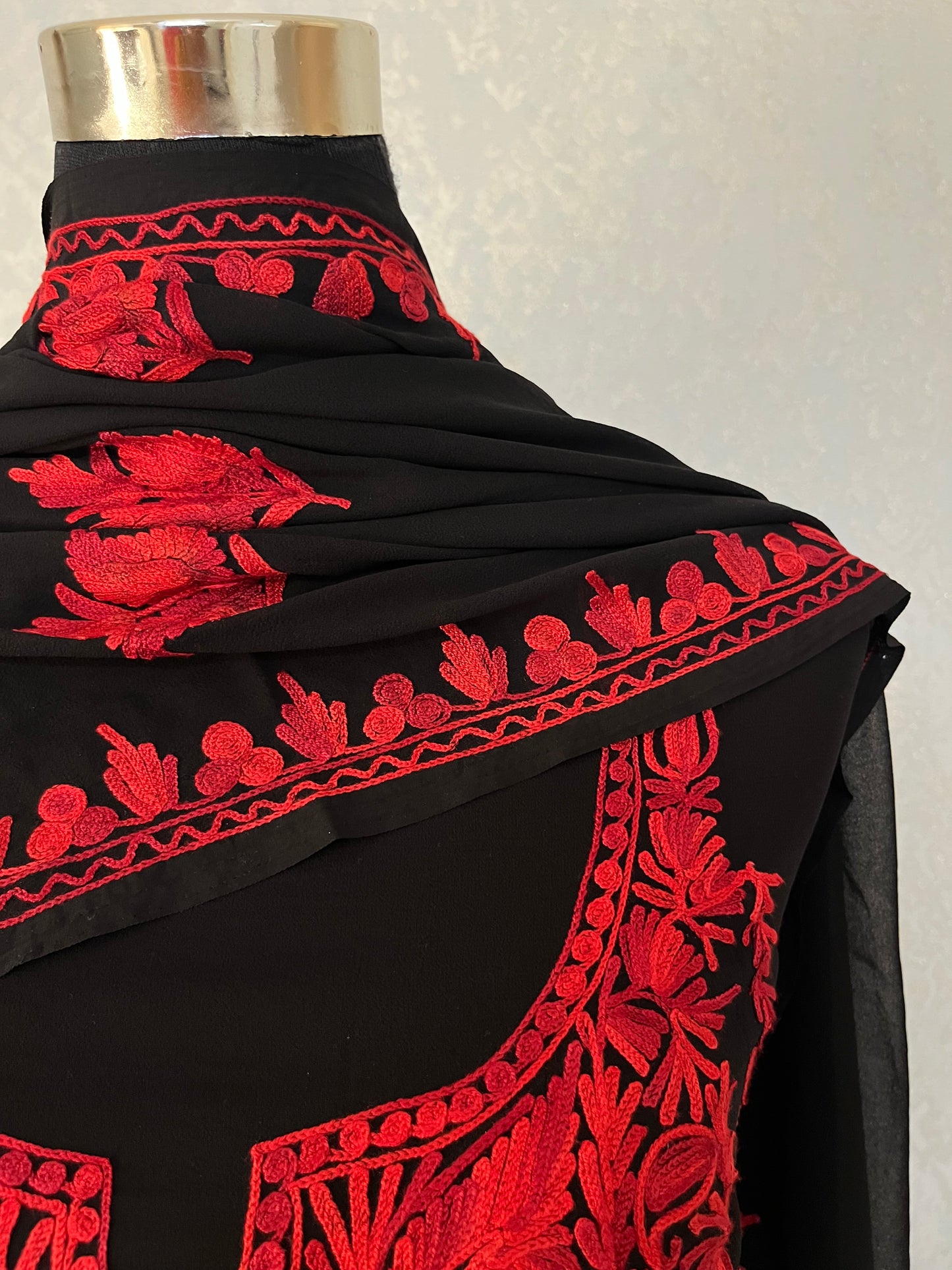 Georgette Black 3 Pc Kashmiri Suit