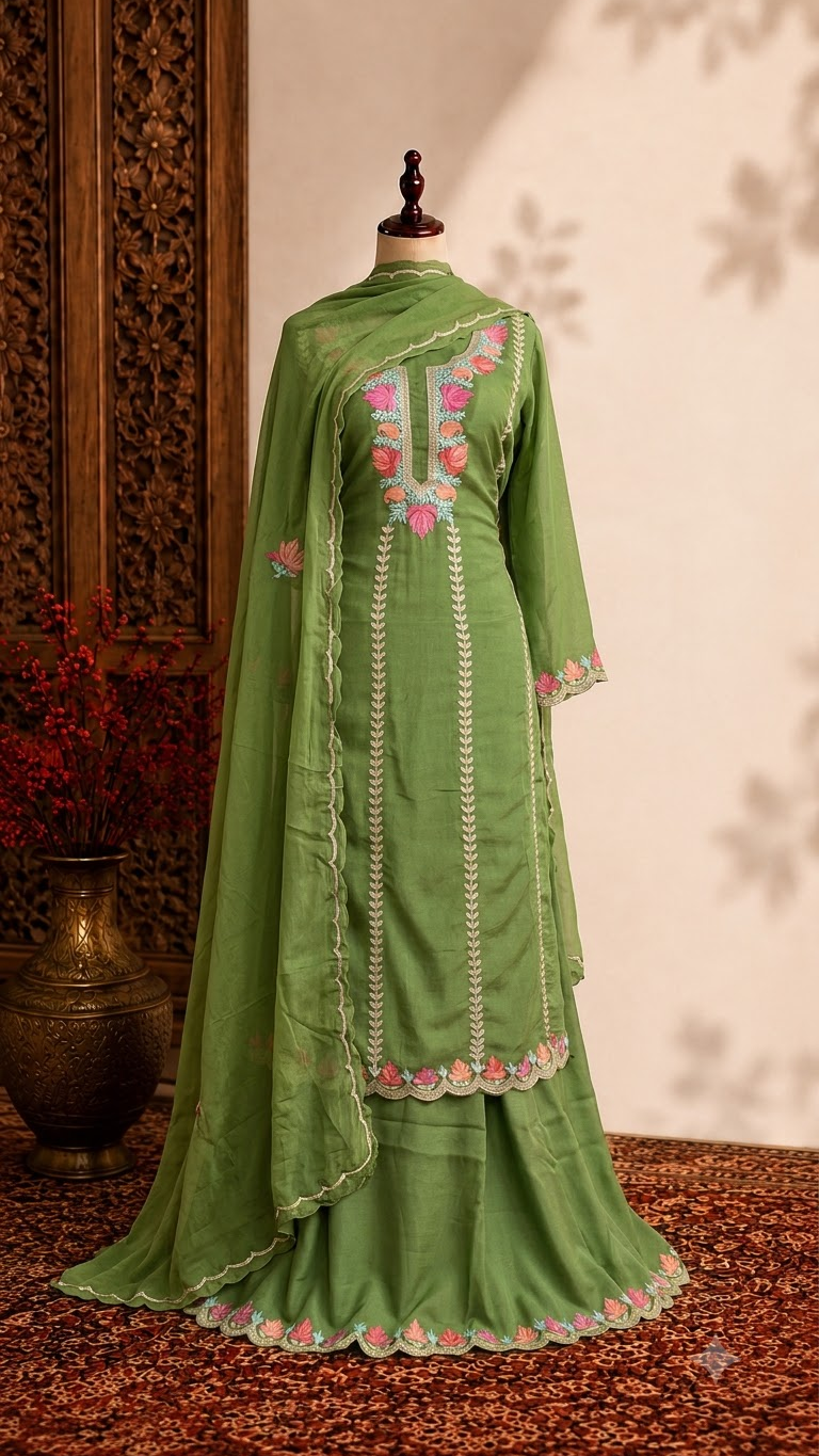Sanam’ Silk Aari Embroidered Suit material