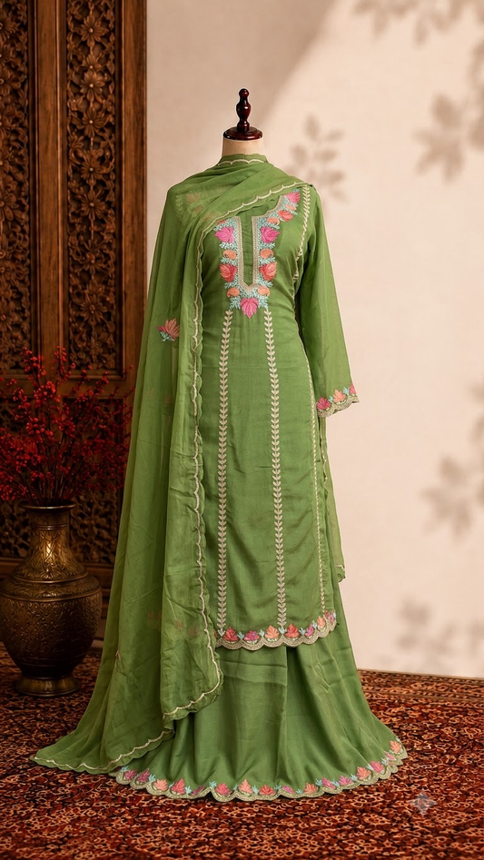 Sanam’ Silk Aari Embroidered Suit material