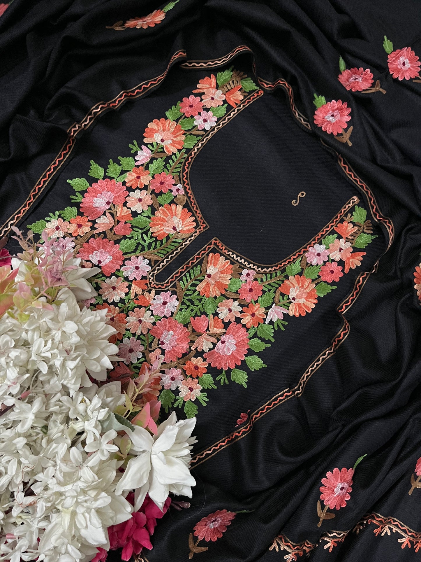Black Woollen Aari Embroidered 3pc suit