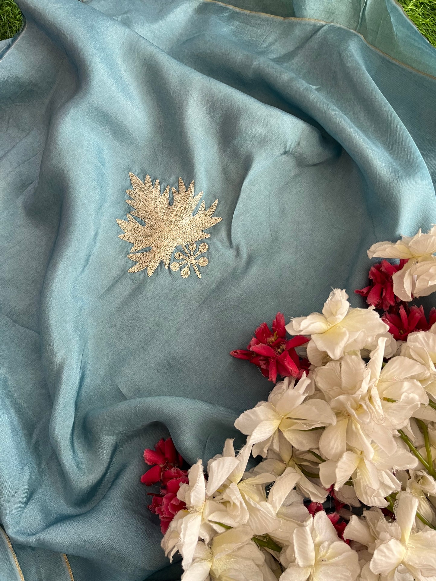 Sanam’  Pastel Blue Tilla Embroidered Suit material