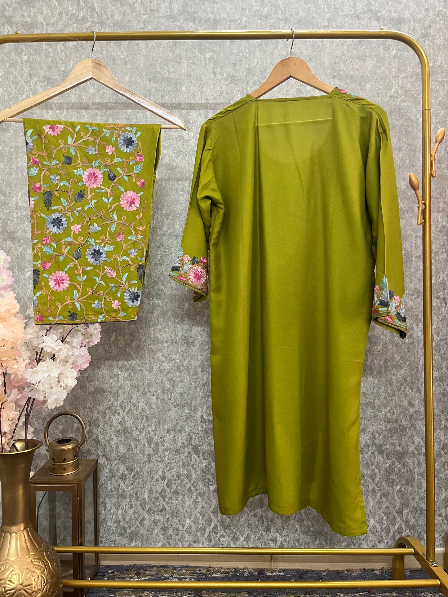 Heena Green Cotton Stitched Co-ord Set(46)