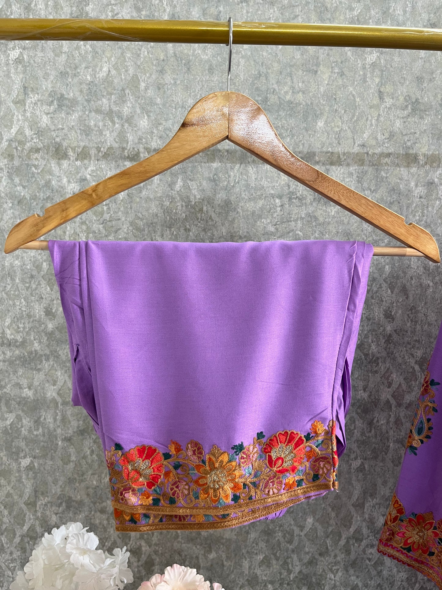 Lavender Cotton Stitched Co-ord Set( 40)