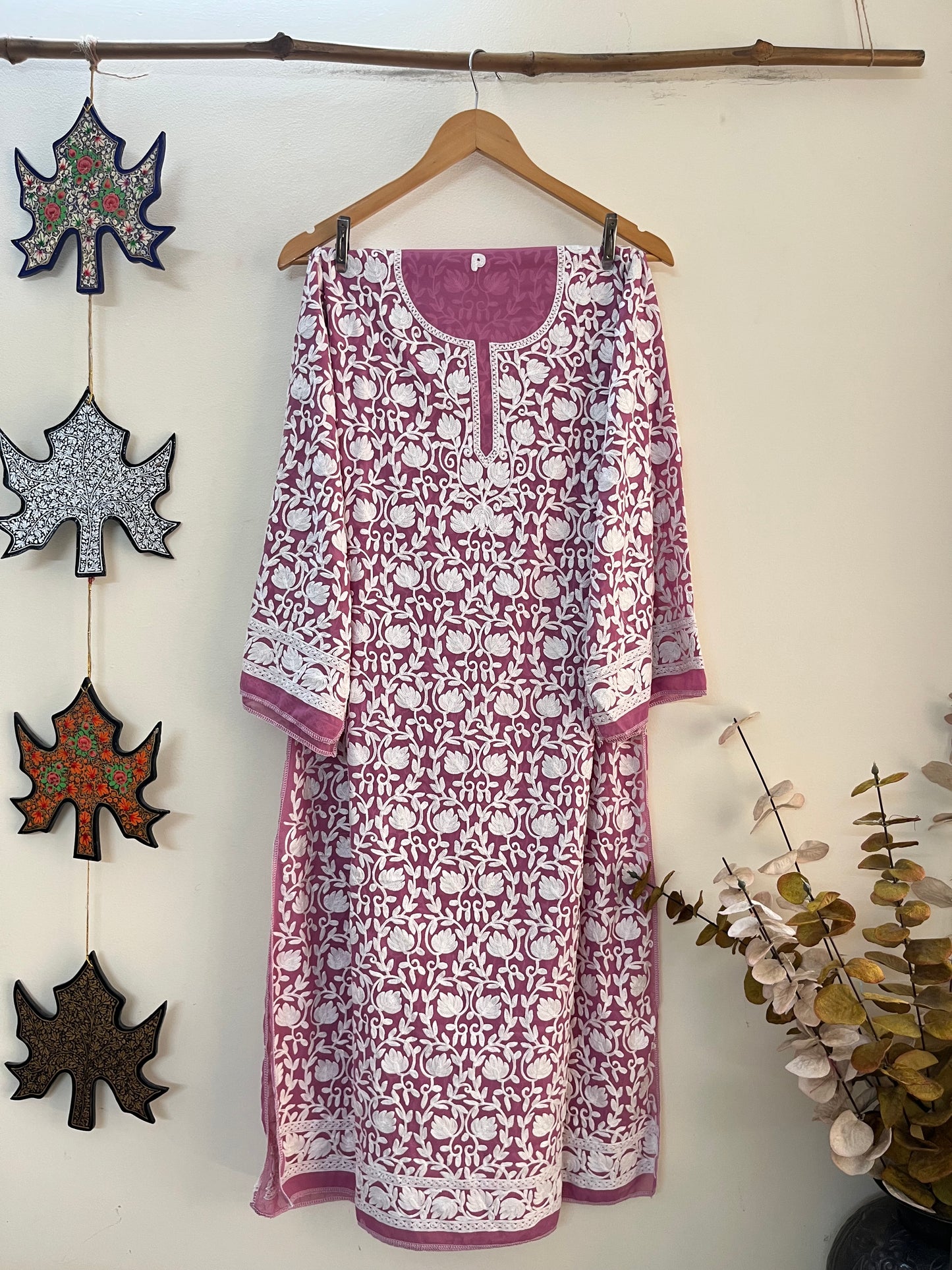Georgette Front Back Jaal Kashmiri  Semi Stitched Kurta