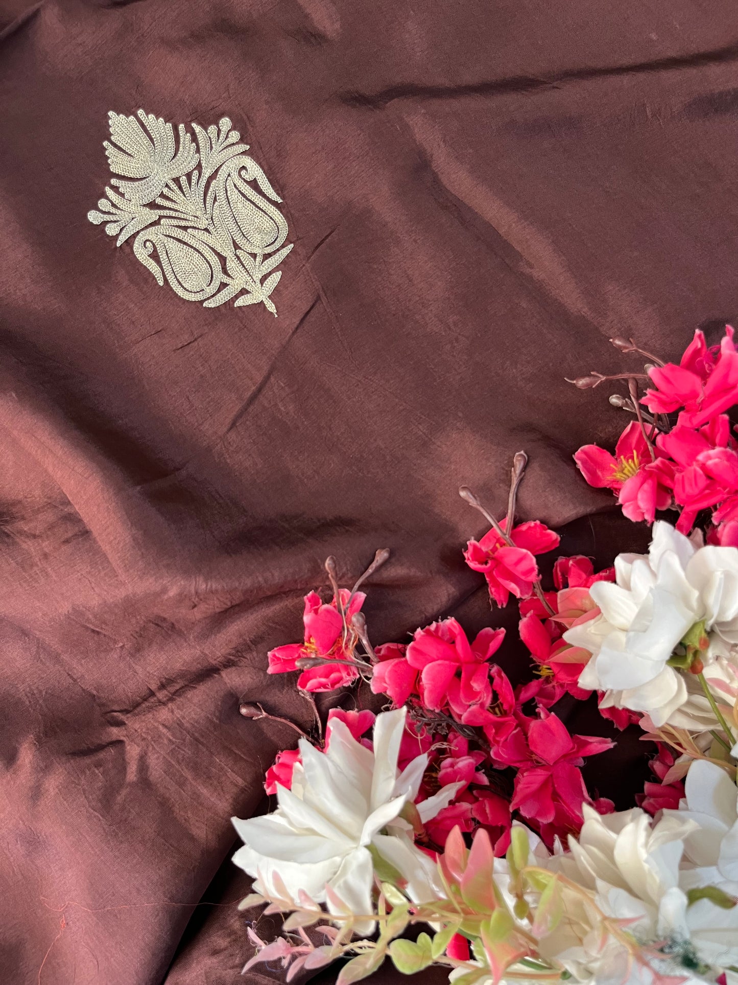 Sanam’ Orange Silk Tilla Embroidered Suit material