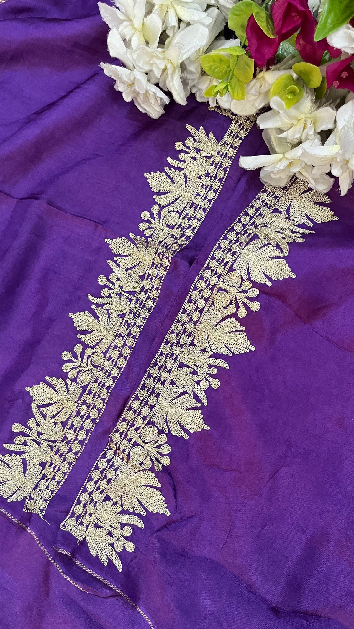 Purple Sanam Silk Kashmiri Suit
