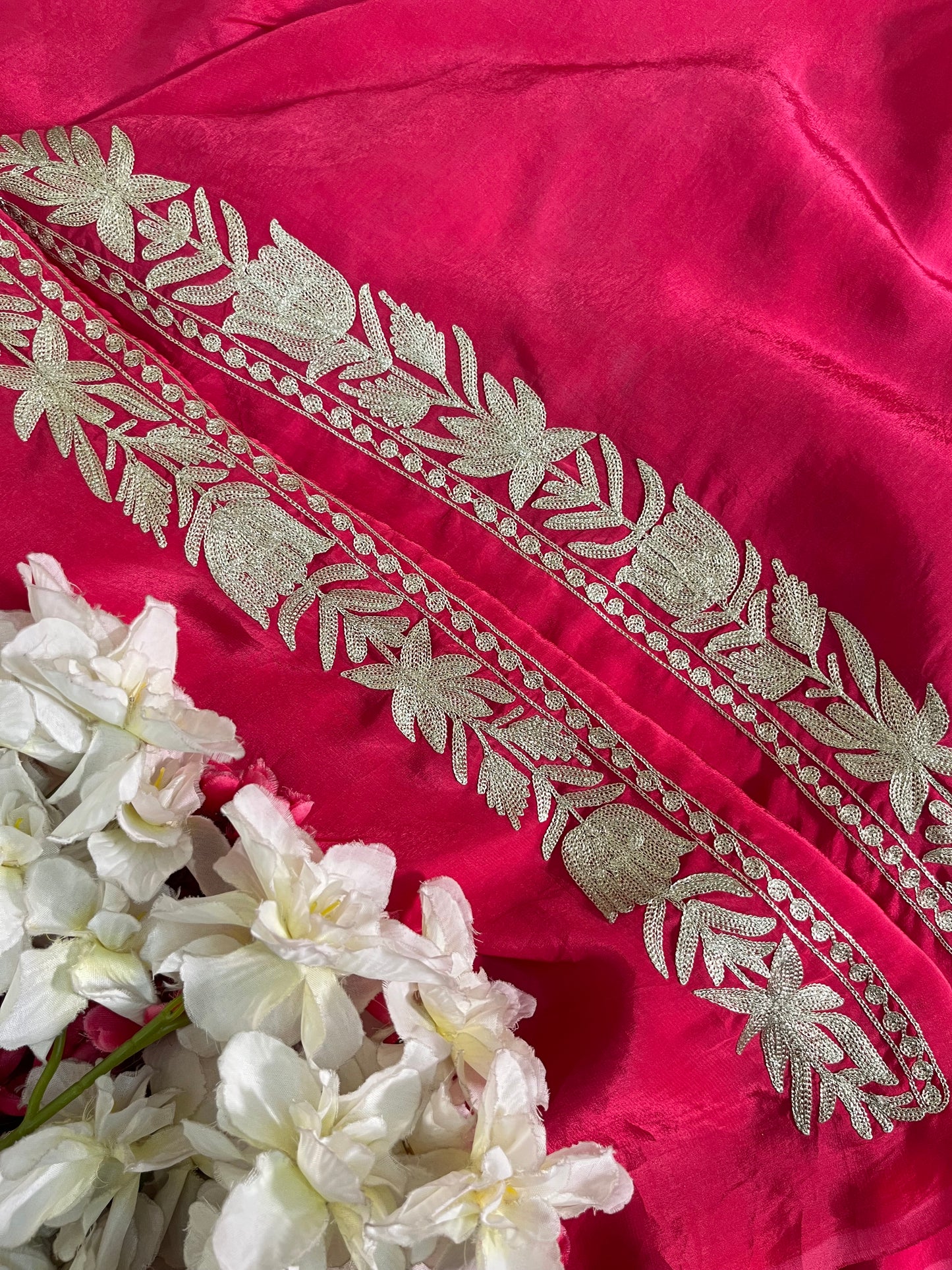 Kalaa’ Fuchsia Pink Crape Kashmiri Suit