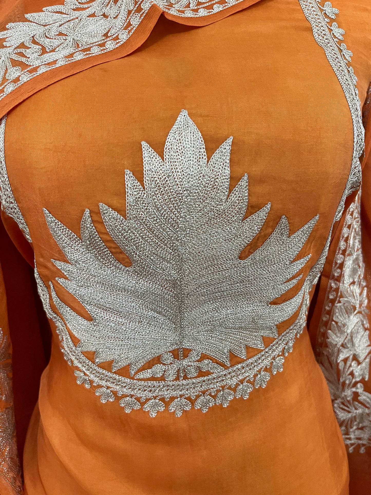 Light Orange Sanam’ Tilla Kashmiri Silk Suit