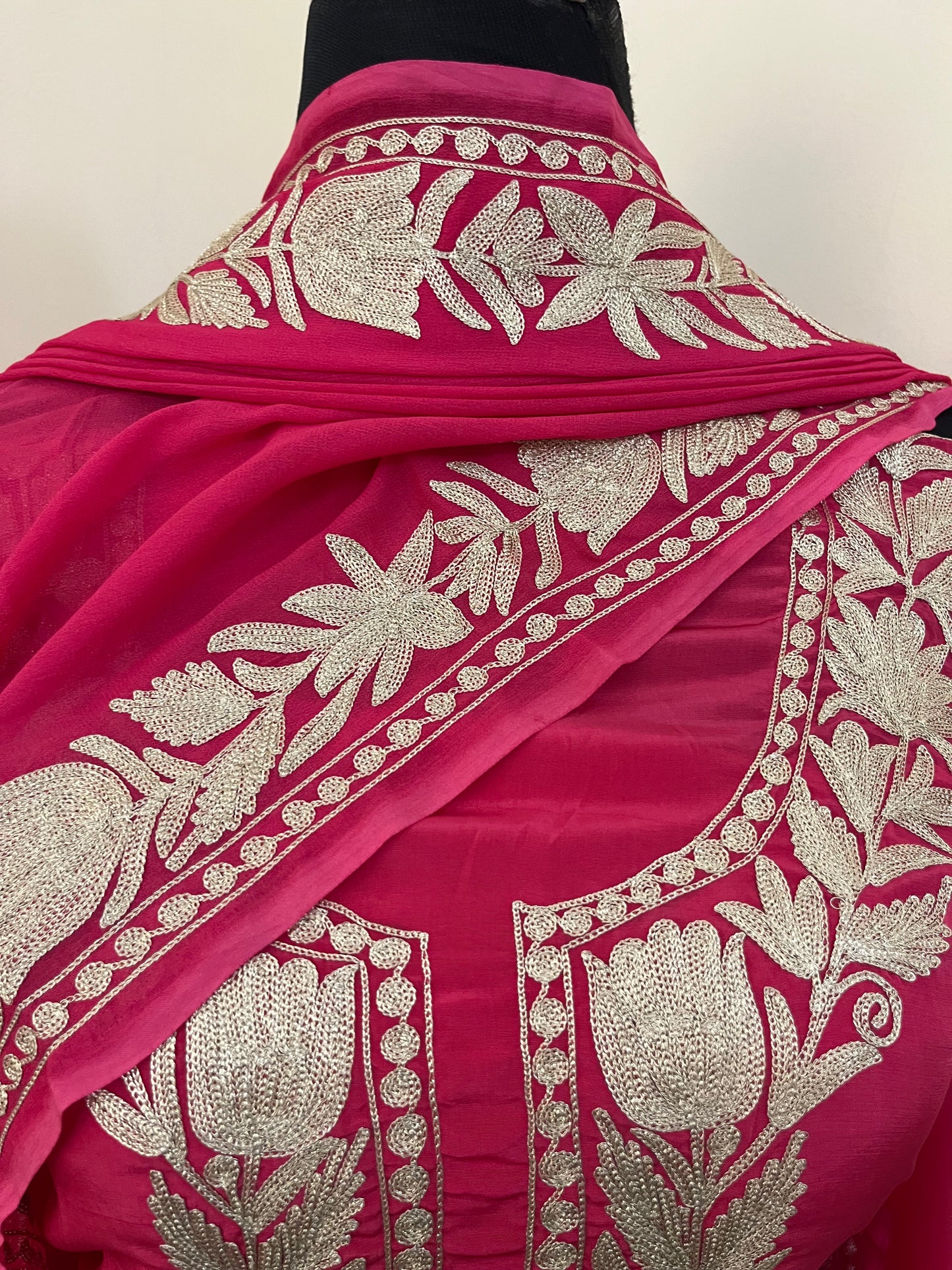Kalaa’ Fuchsia Pink Crape Kashmiri Suit
