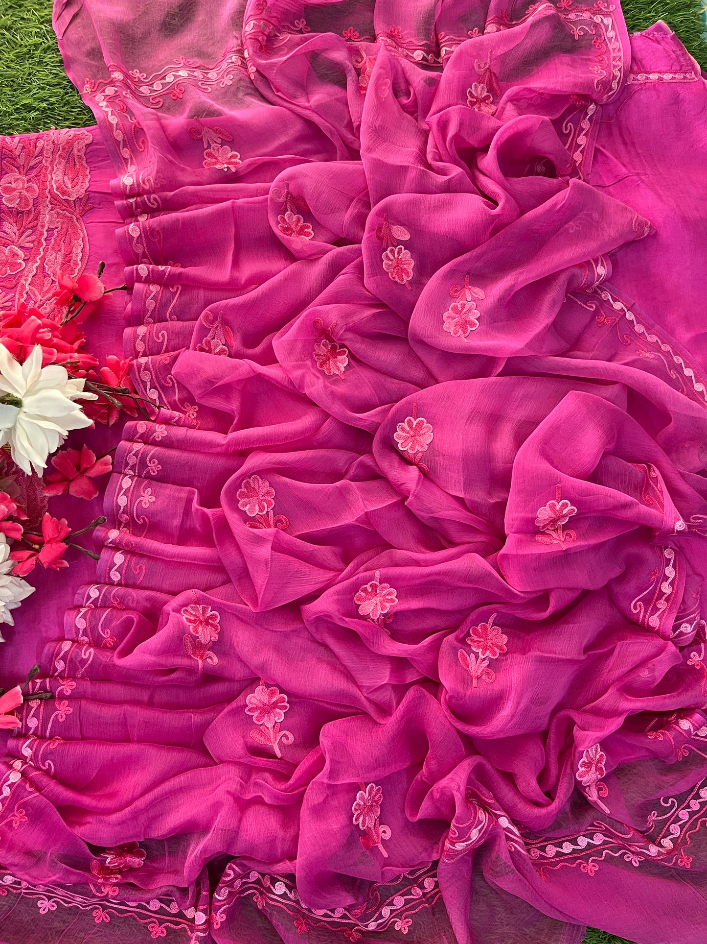 Rose Pink Opada Silk Kashmiri Suit
