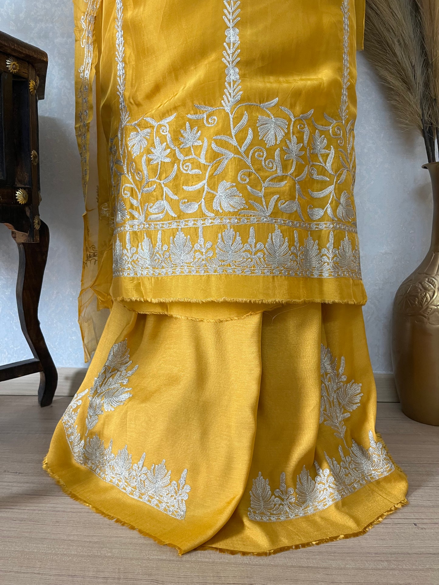 Yellow Sanam’ Tilla Kashmiri Silk Suit