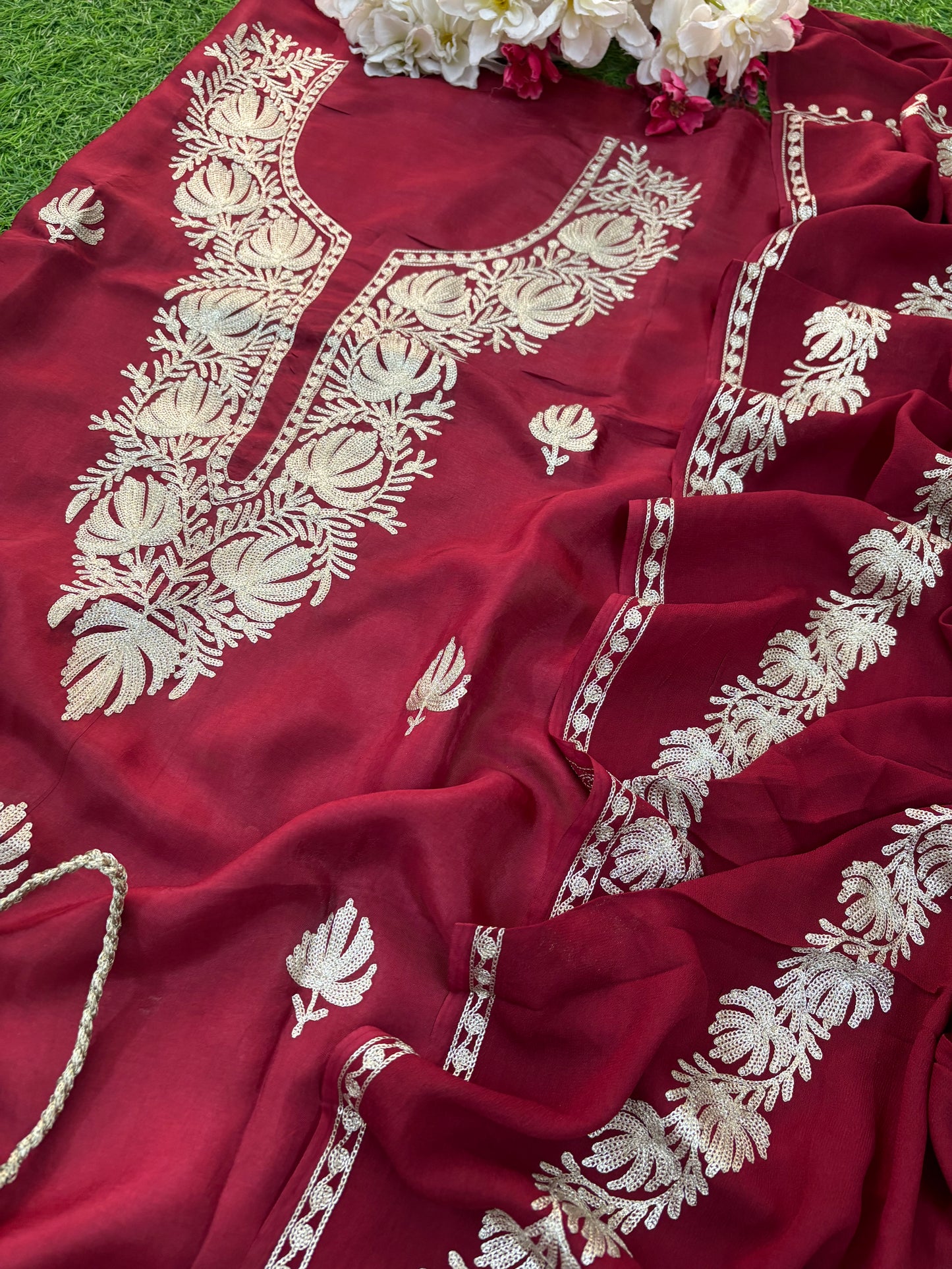 Sanam Silk Kashmiri Suit with Potli