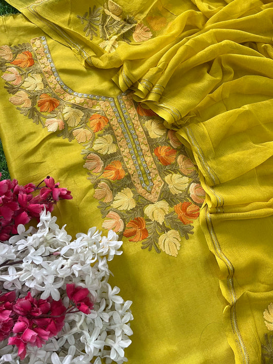 Lime Green Opada Silk Kashmiri Suit