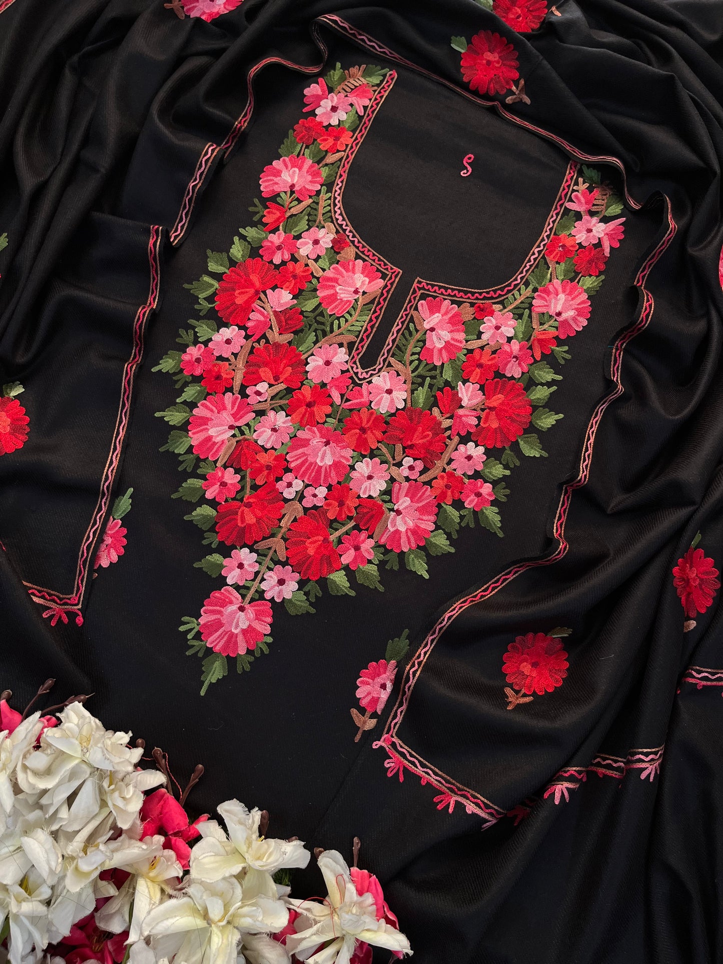 Black Woollen Aari Embroidered 3pc suit