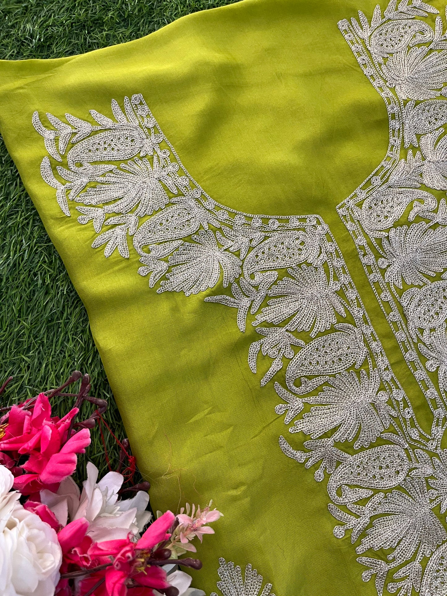 Green Silk Tilla Kashmiri Suit