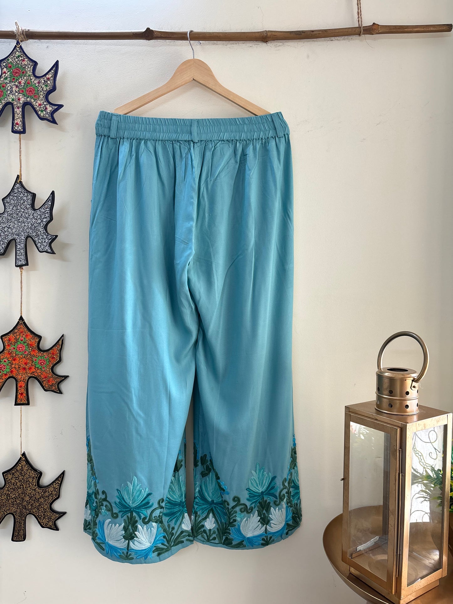 Women Blue Chinaar Aari Embroidered Palazzos ‘30’