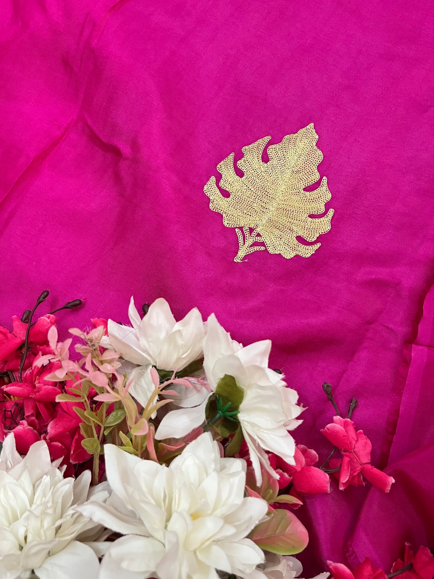 Hot Pink Silk Tilla Kashmiri Suit