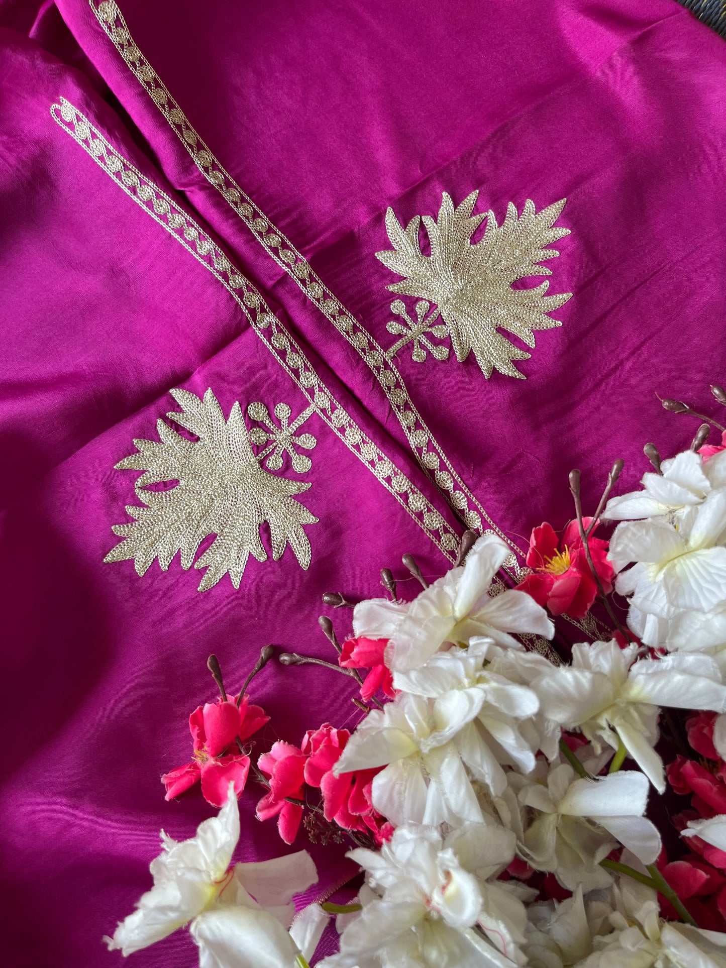 Hot pink  Sanam Tilla Embroidered Suit material