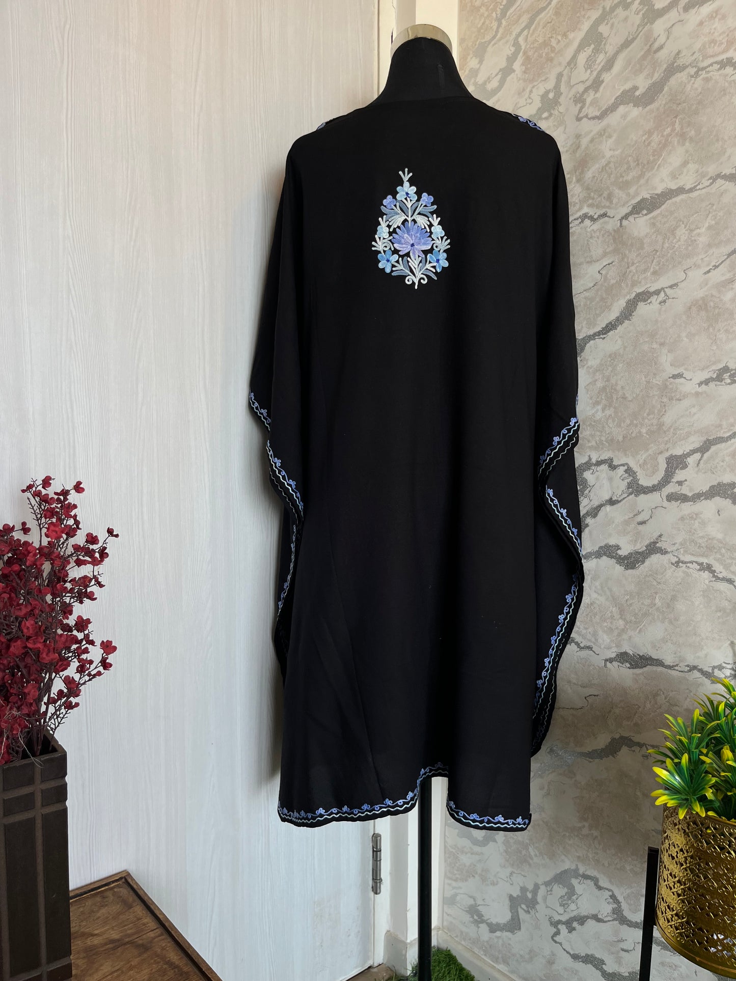 Black Cotton Aari embroidered Kaftan