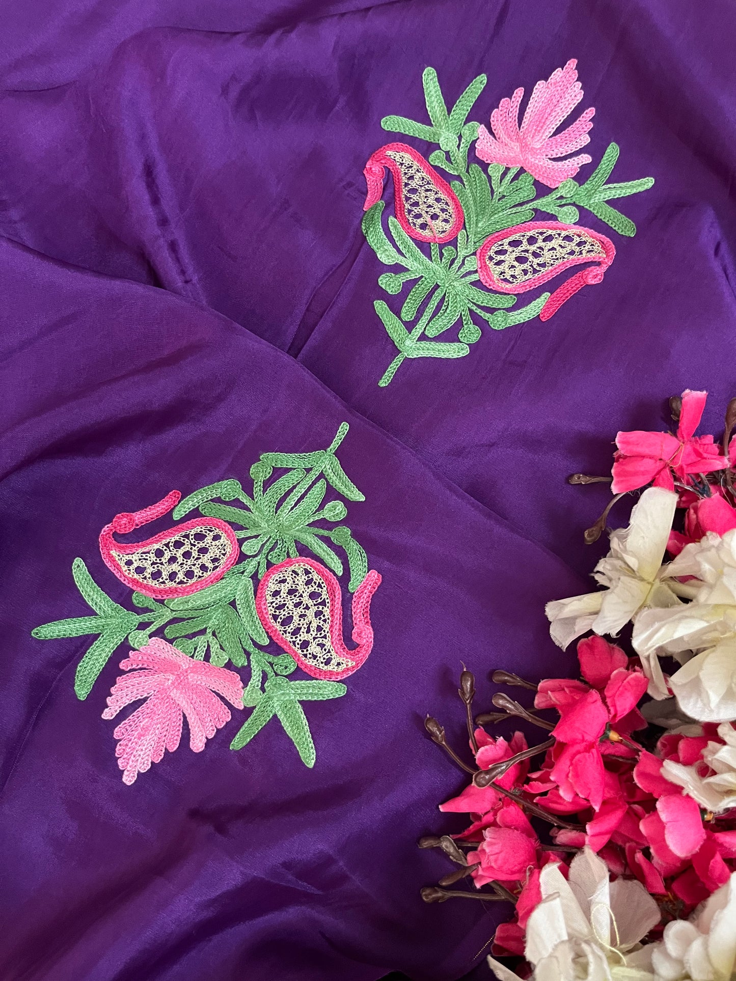Purple Opada Silk Kashmiri Suits