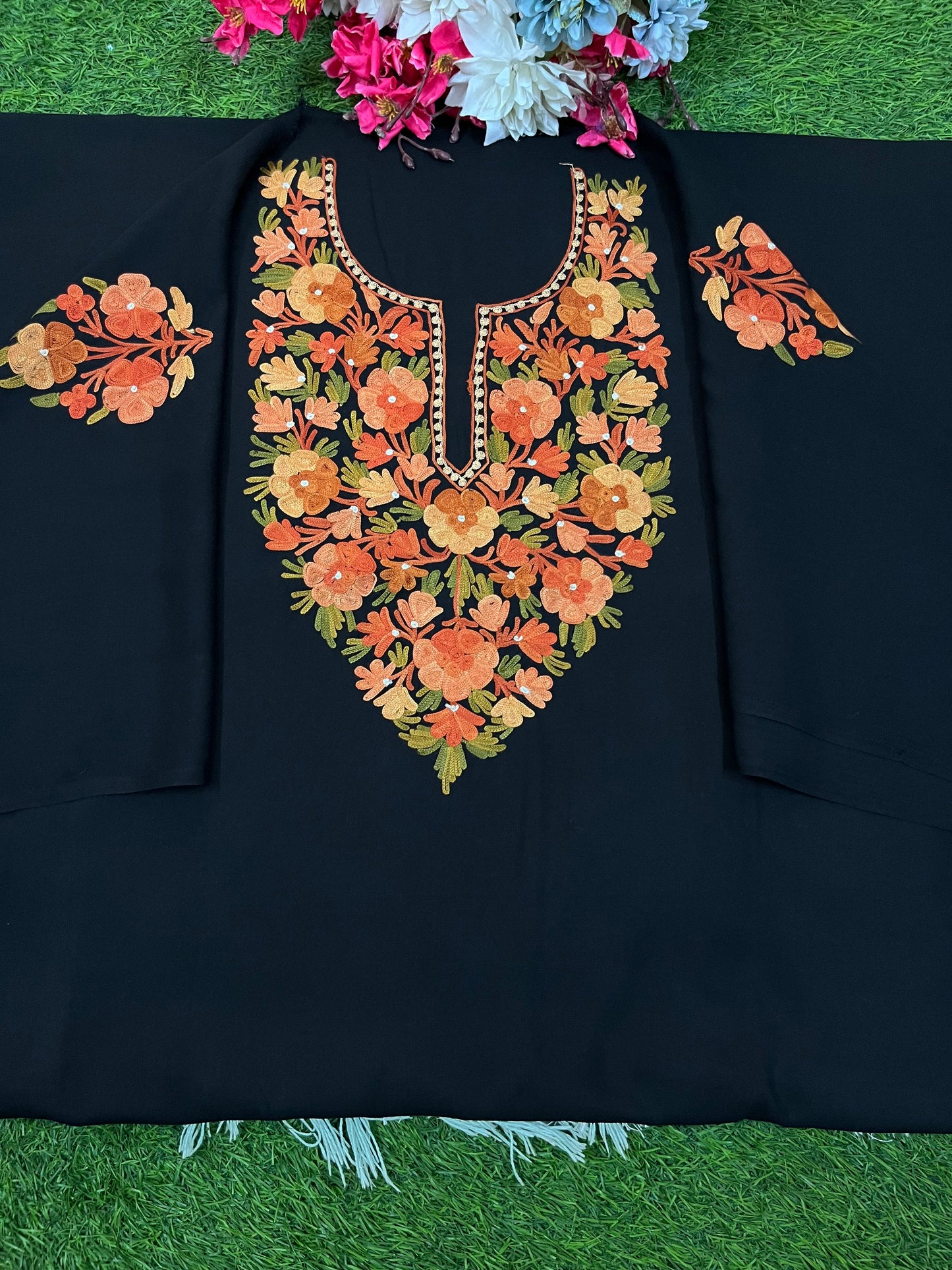 Black Cotton Cord Set (Aari Embroidered)