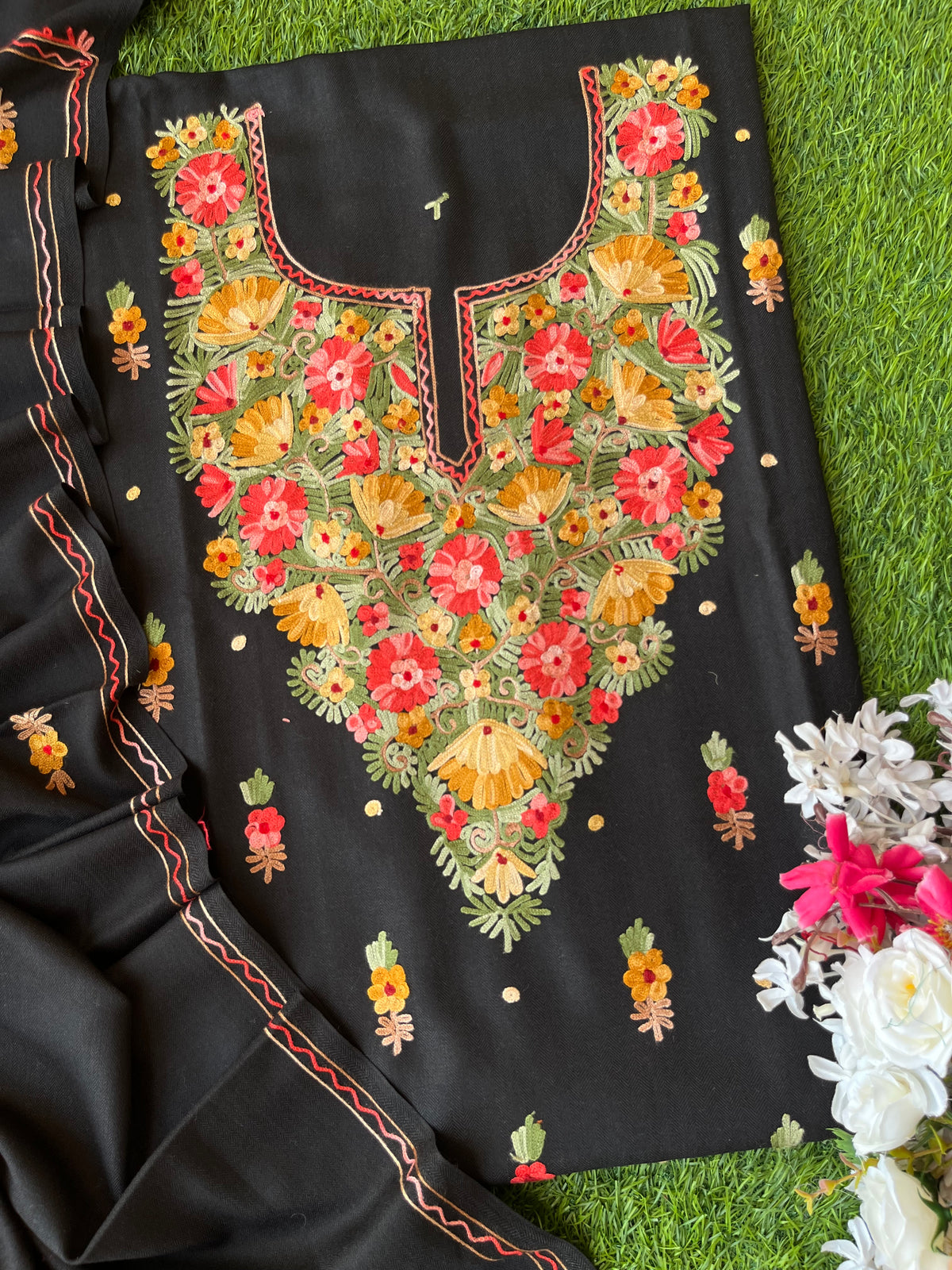 Black Woollen Aari Embroidered 3pc suit