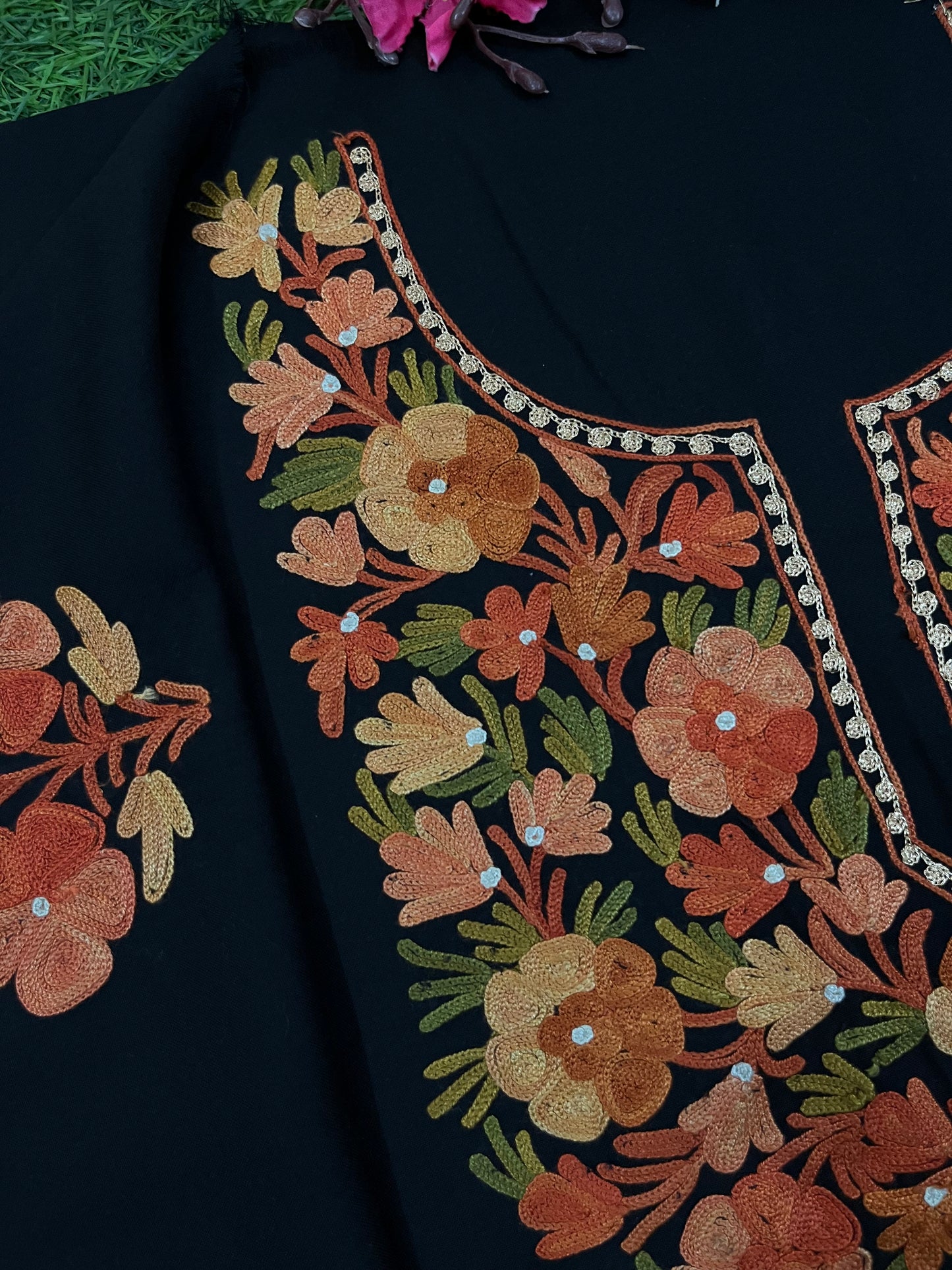 Black Cotton Cord Set (Aari Embroidered)