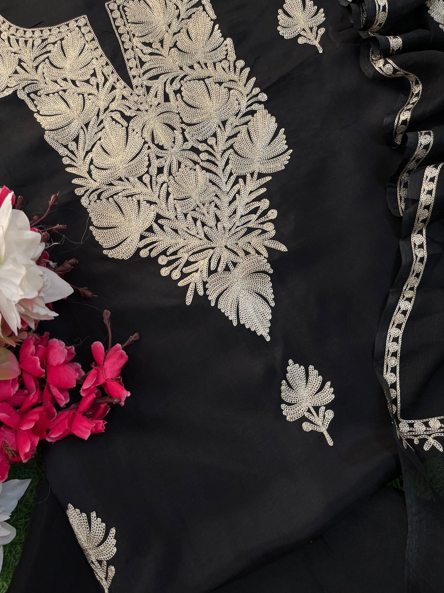 Black Silk Tilla Kashmiri Suit