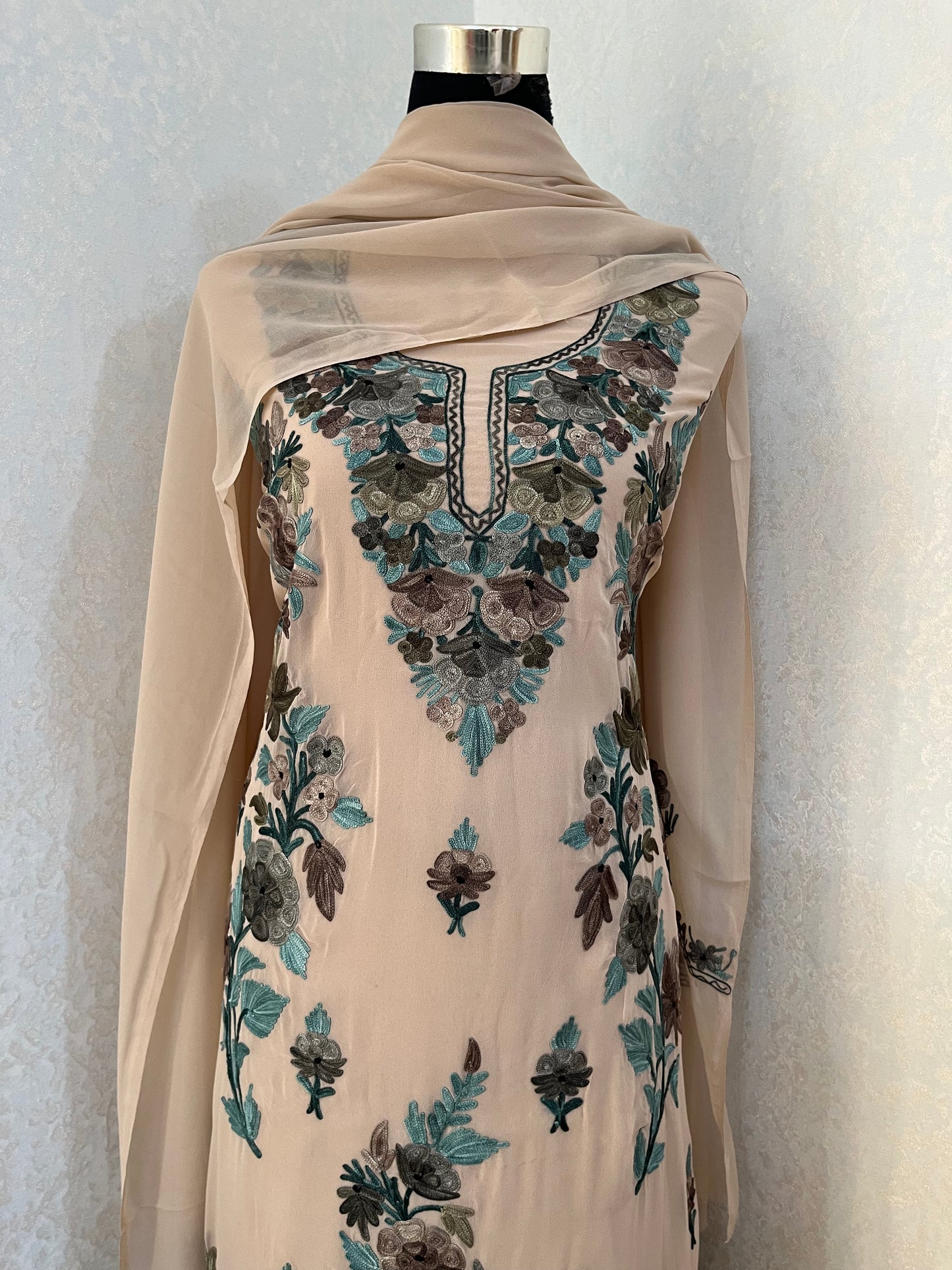 Mouse Georgette 3 Pc Kashmiri Suit