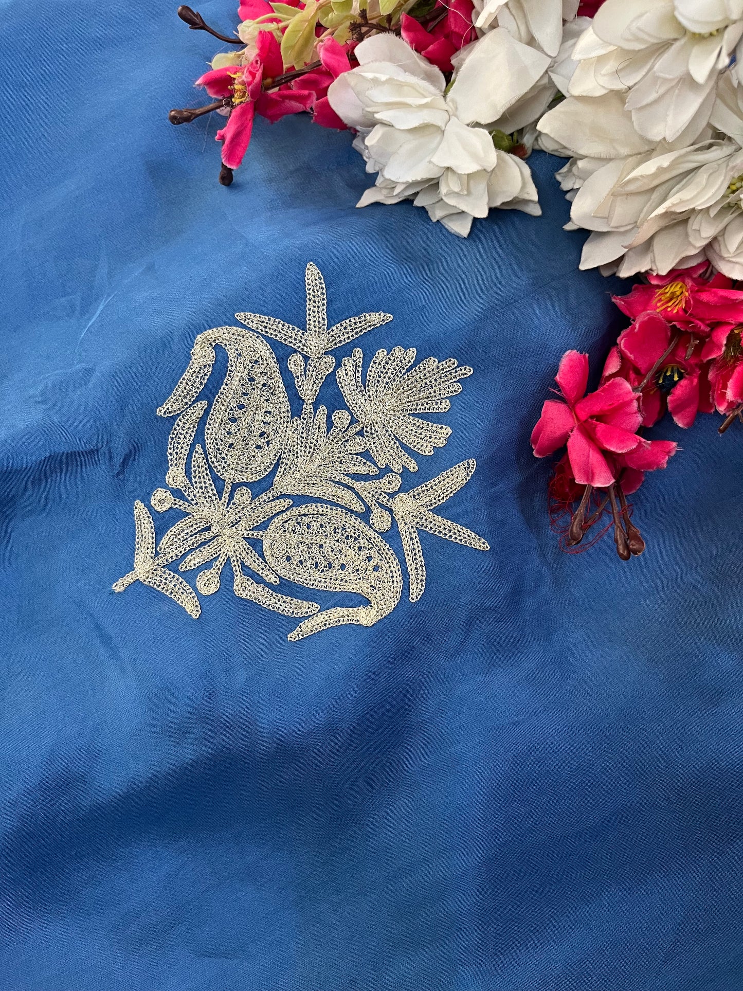 Blue Silk Tilla Kashmiri Suit