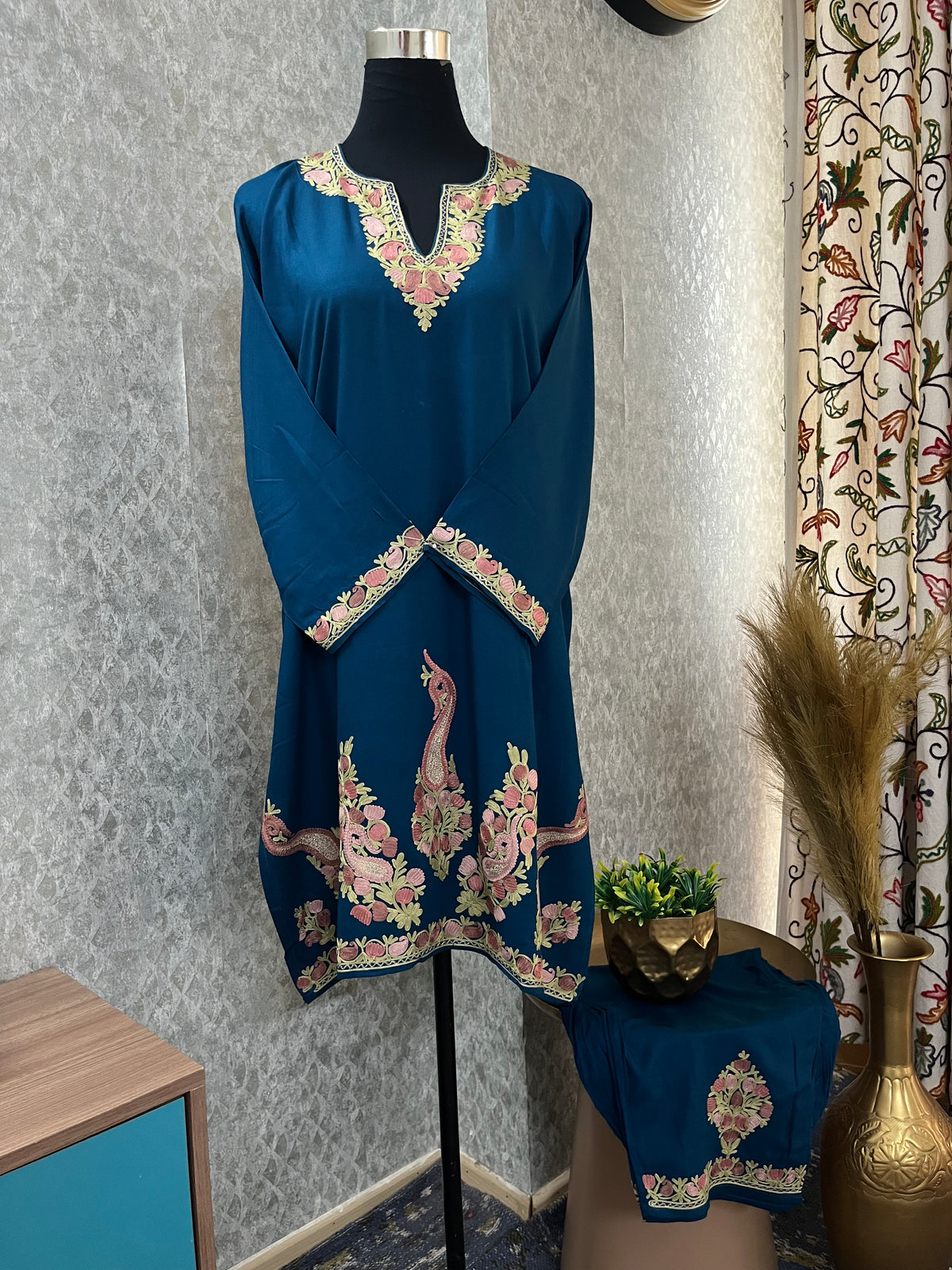 Blue Cotton Stitched Co-ord Set