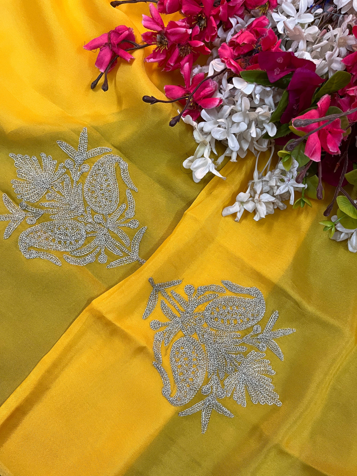 Yellow Silk Tilla Kashmiri Suit