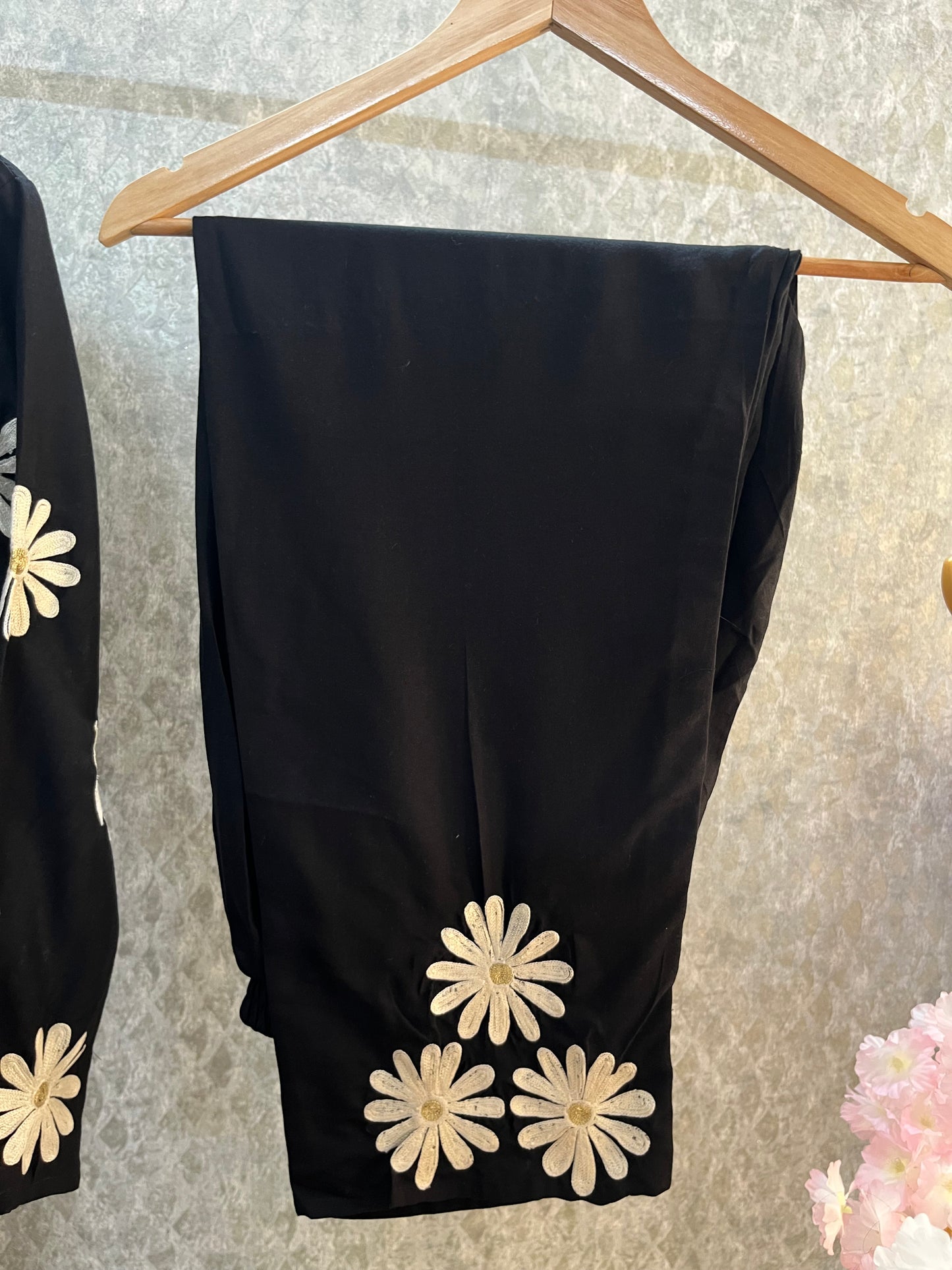 Black Cotton Embroidered Co-ord Set(40)
