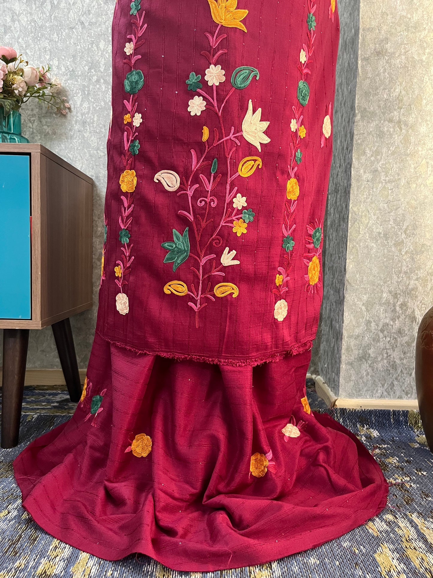 Burgund Cotton Unstitched Co-ord Set