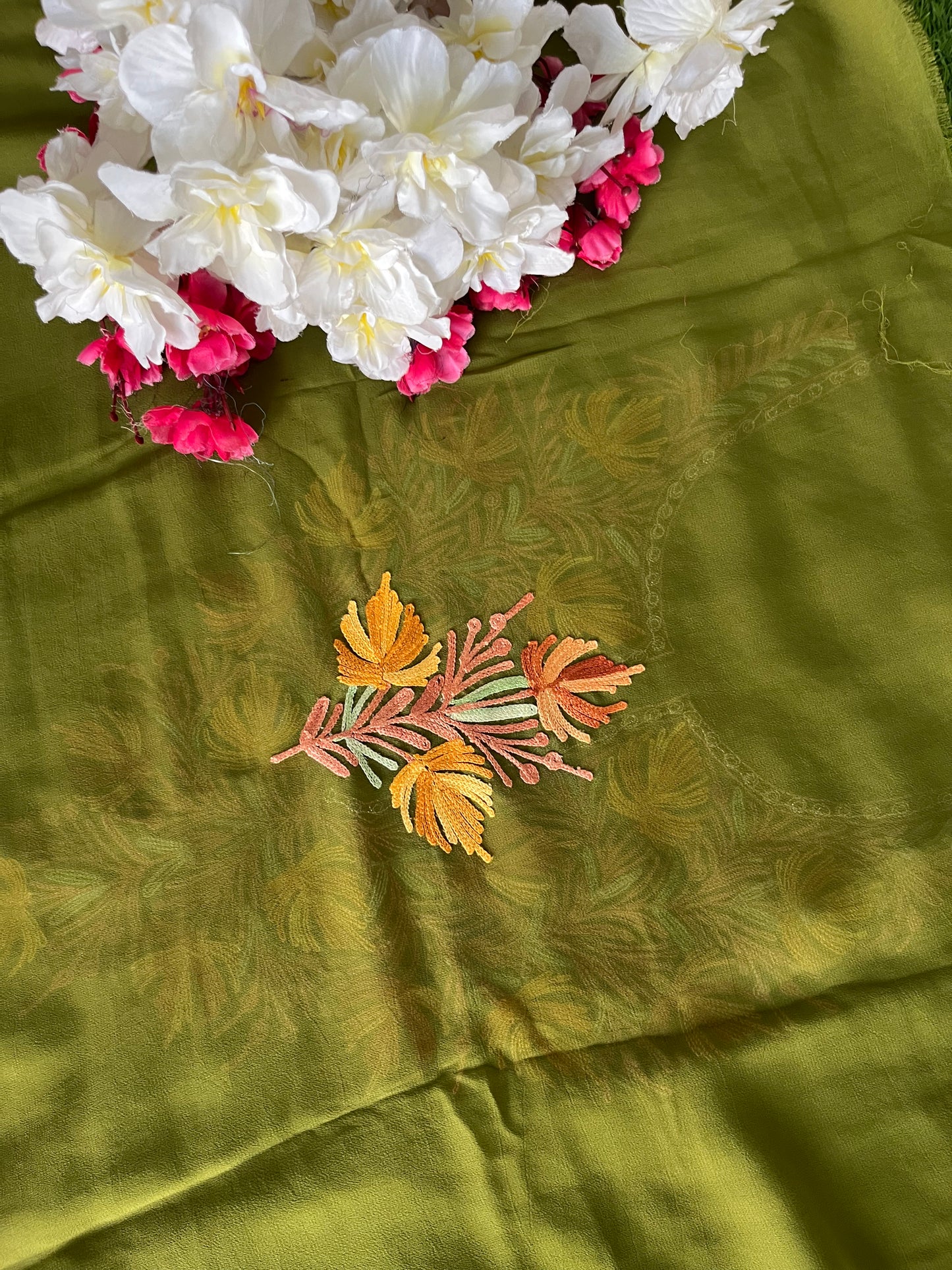 Forest Green Georgette Shirt and Dupatta Aari Embroidered Suit