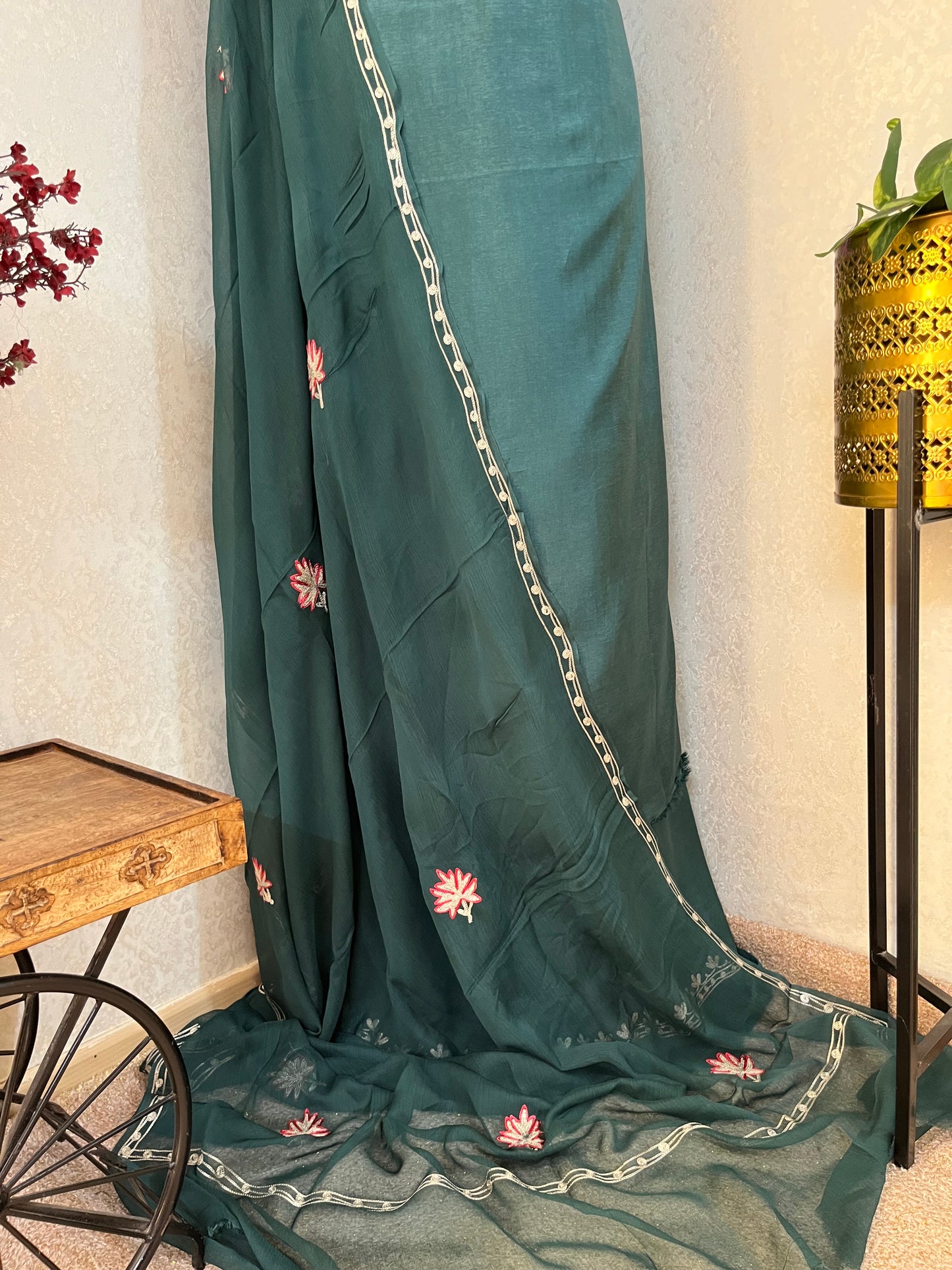 Green Silk Tilla Kashmiri Suit