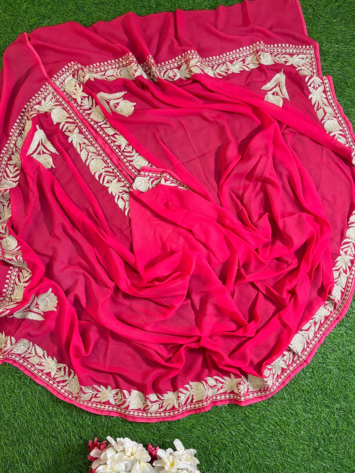 Kalaa’ Fuchsia Pink Crape Kashmiri Suit