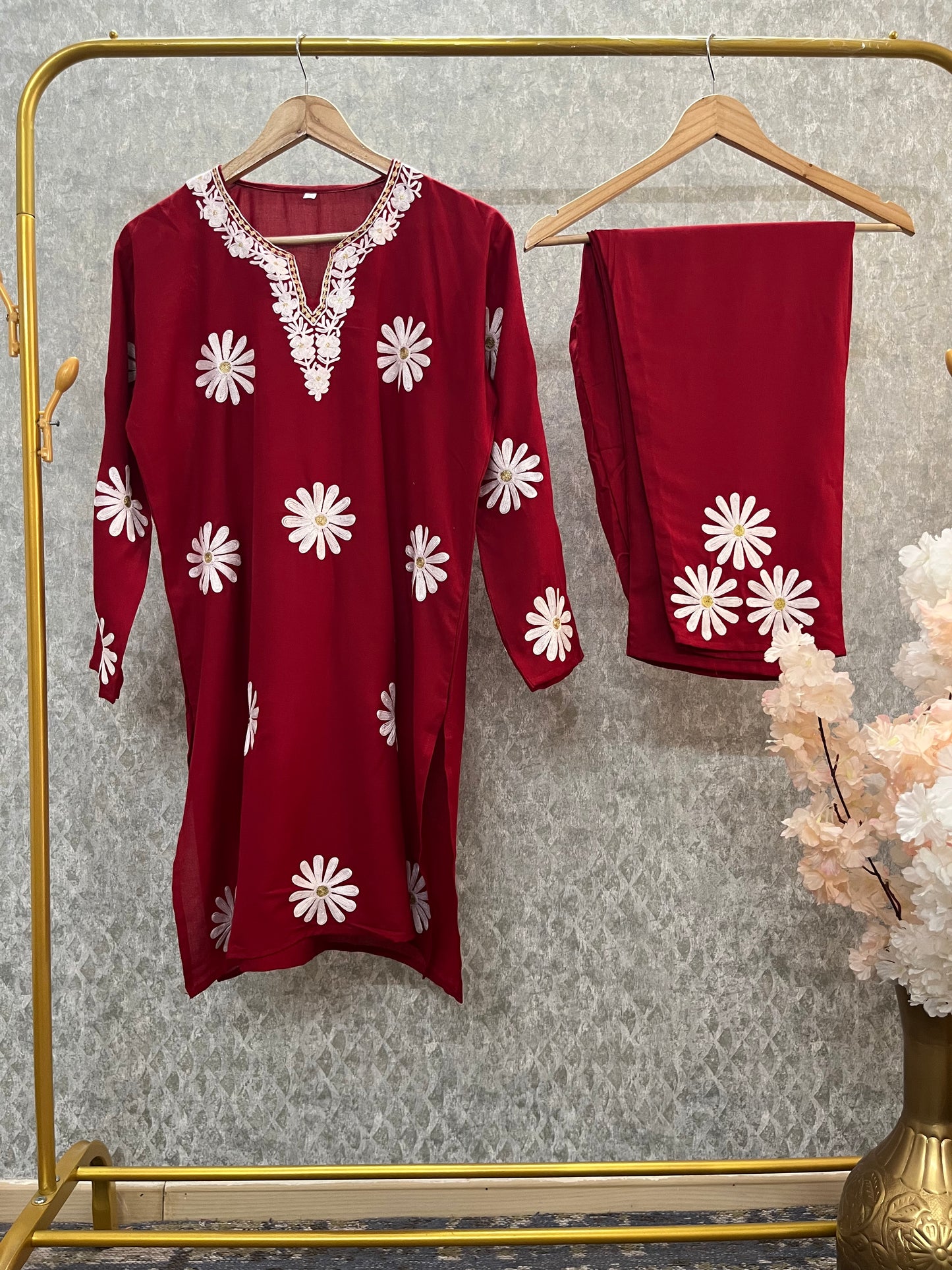 Maroon Cotton Cord Set Size(40)