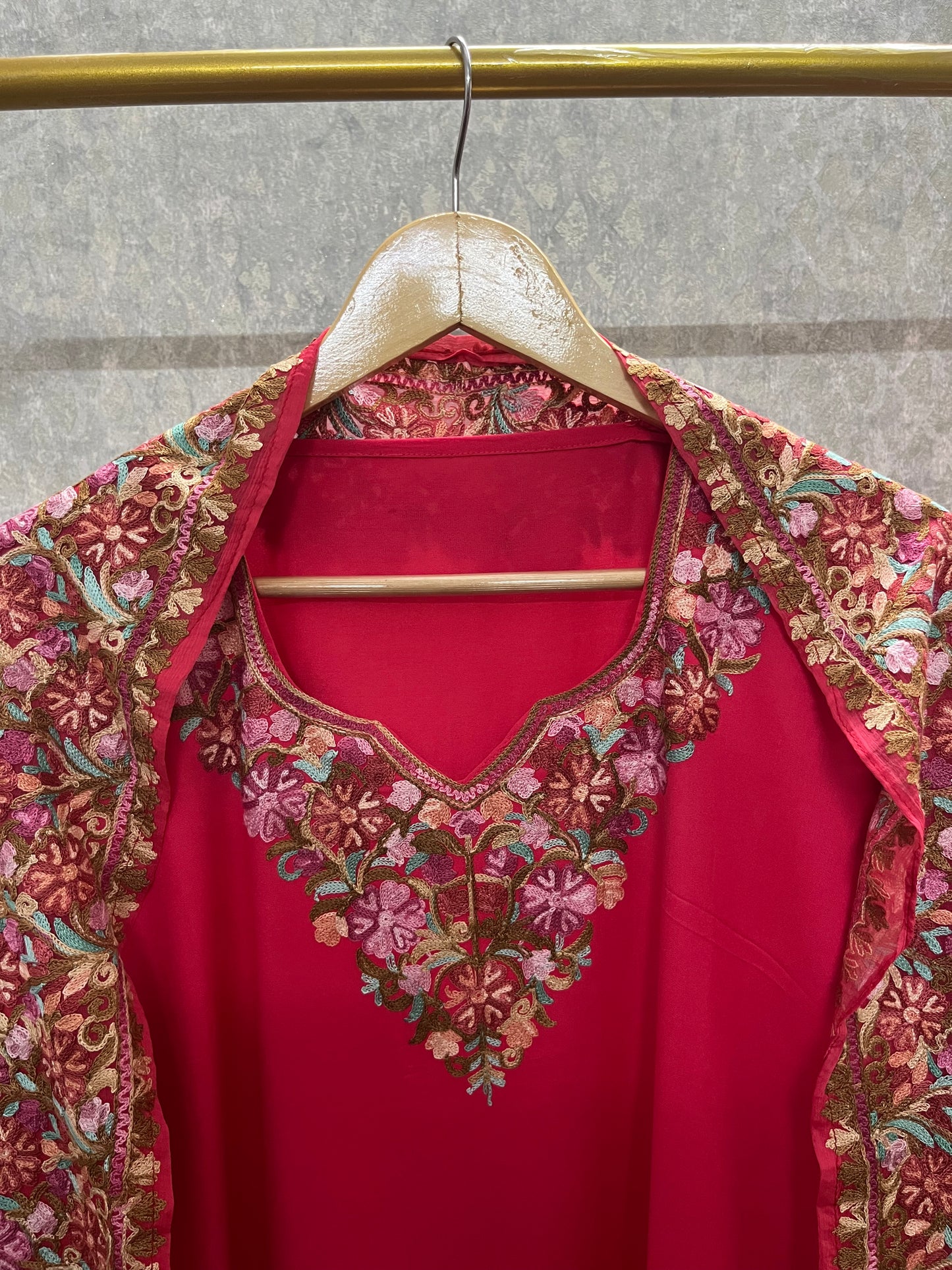 Carrot Pink Cotton Stitched Co-ord Set with dupatta (44)
